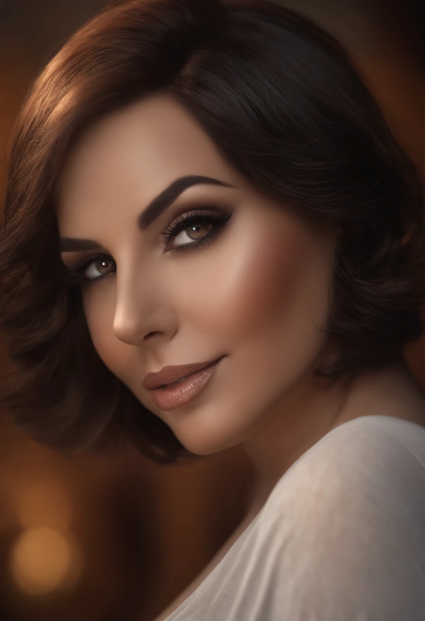 Lady girl of 35 years with a short hair , brown eyes , she is a little short ,ultra hd , realistic, detailed , sharpened , curvy, booty . black hear ,silk hair , big butt , curvy booty .