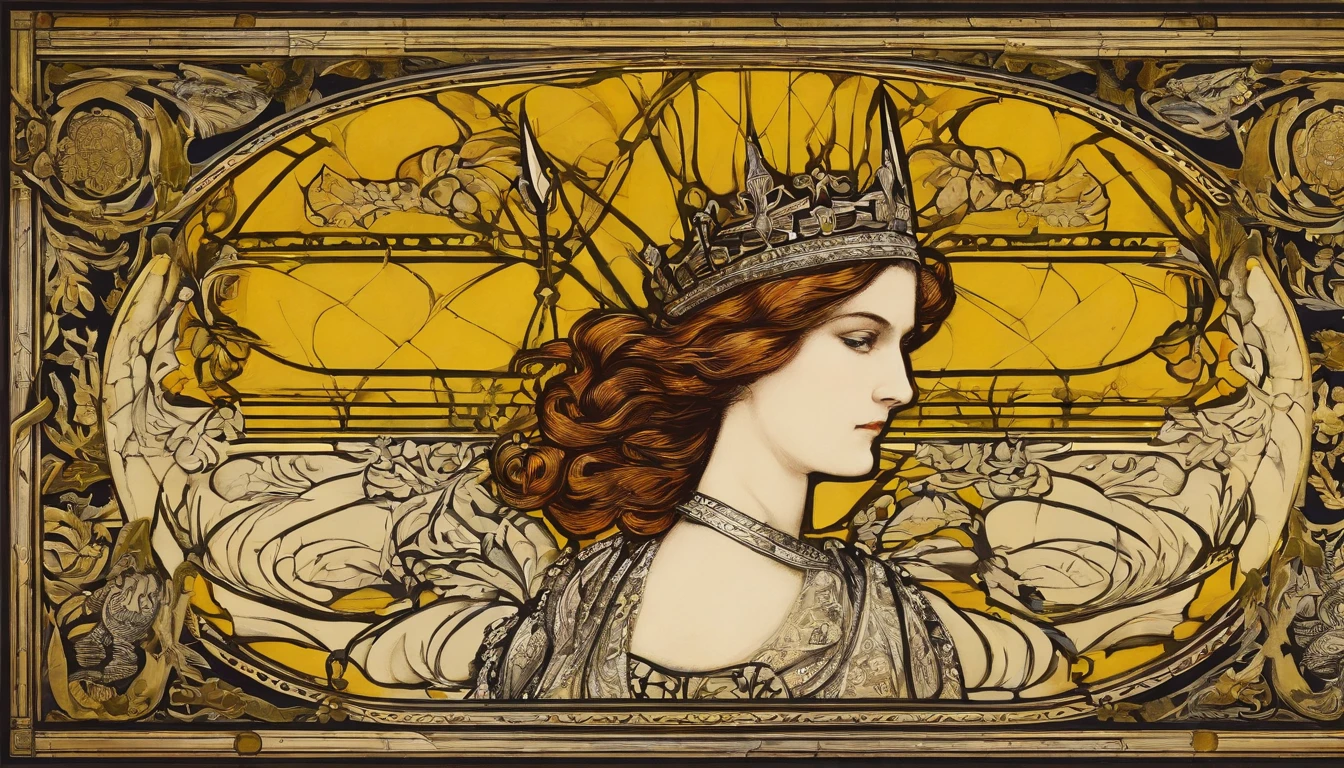 John Everett Millais, Pre-Raphaelites, knight, lady, medieval, banner, wind, sword