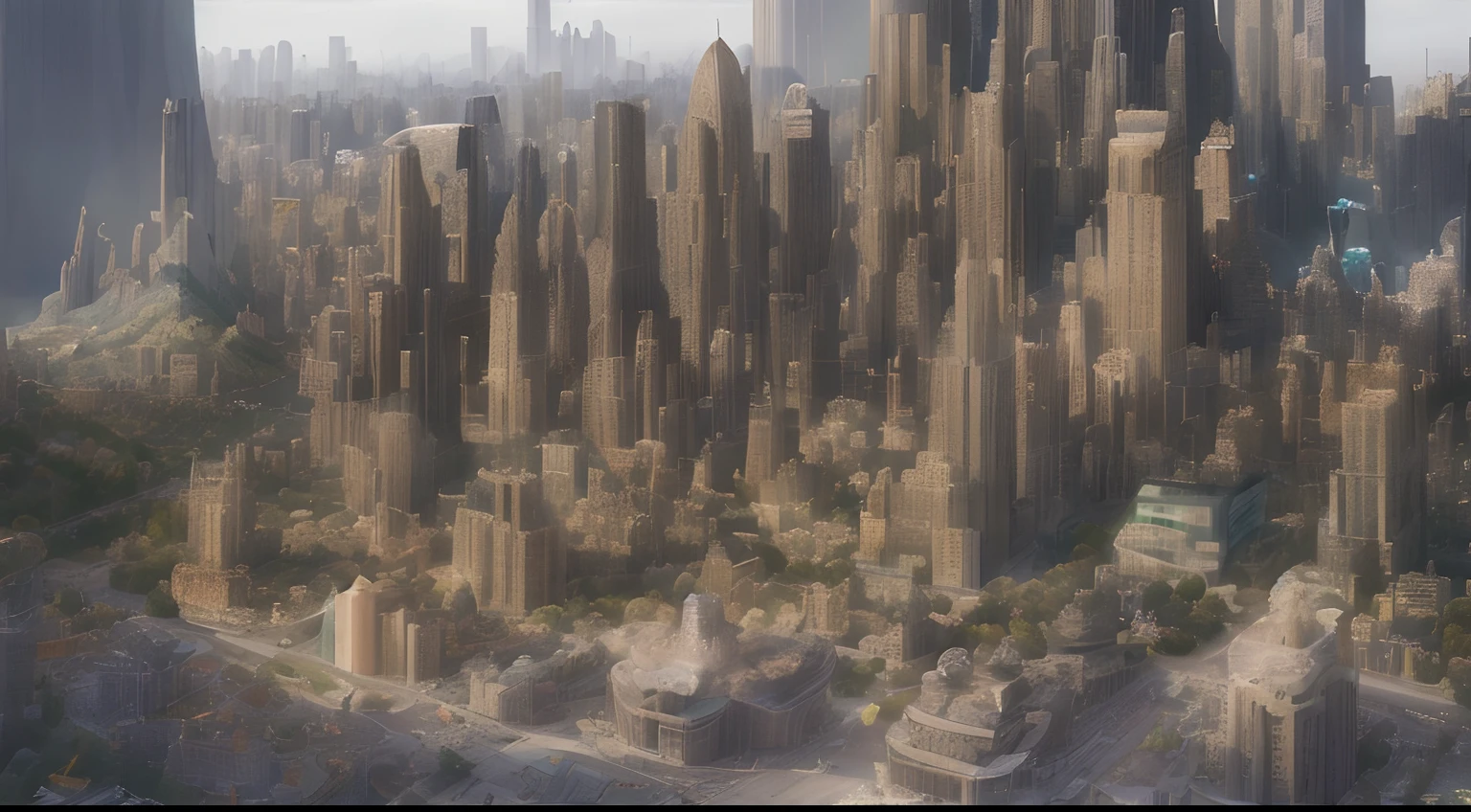 There are human-shaped structures and buildings, numerous 3D billboards and hologram billboards of various styles in a busy city, and the buildings are all shaped like people. Colorful and unique buildings, plants, and many people come together well. Highly detailed, 8k, digital painting, popular on Pinterest, Harper's Bazaar, concept, art, sharp focus, human-shaped building.