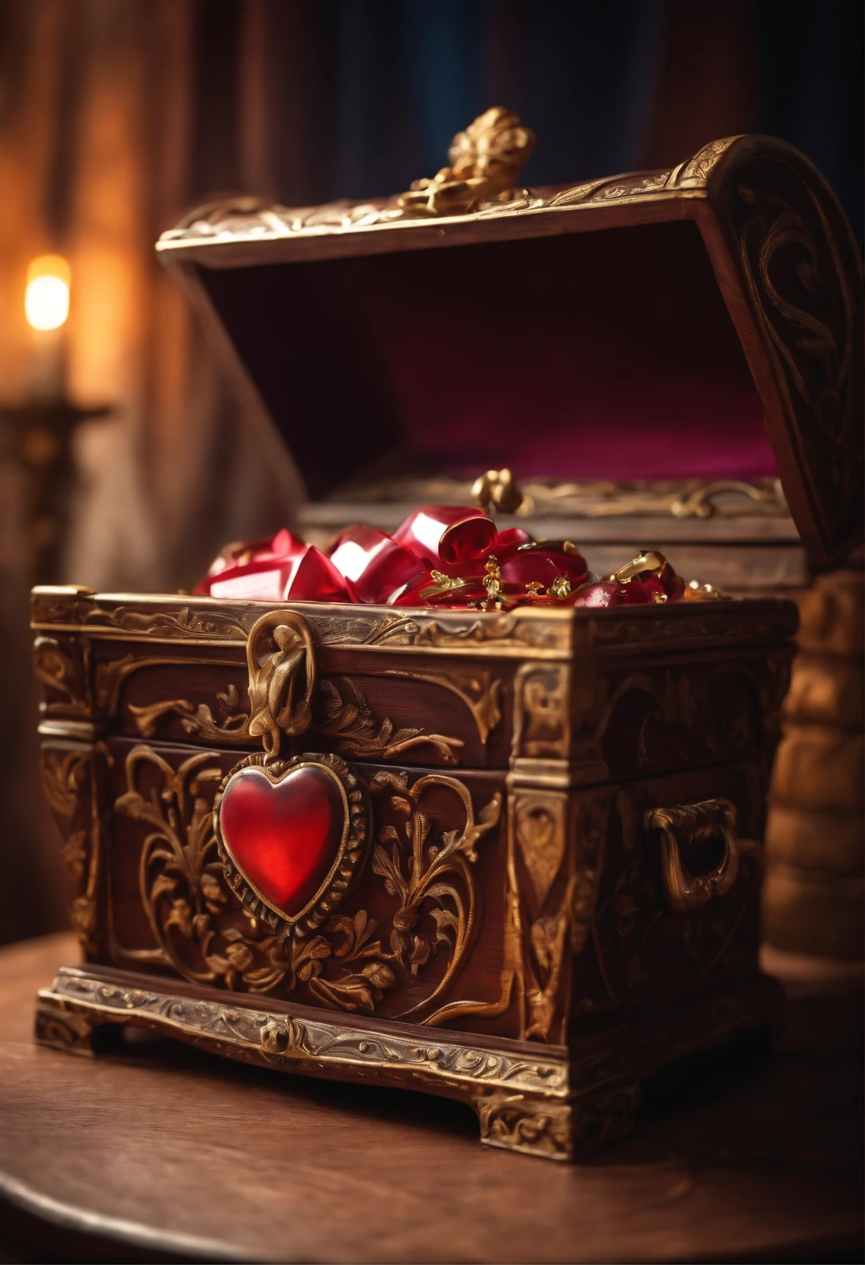 Treasure chest with a heart inside it