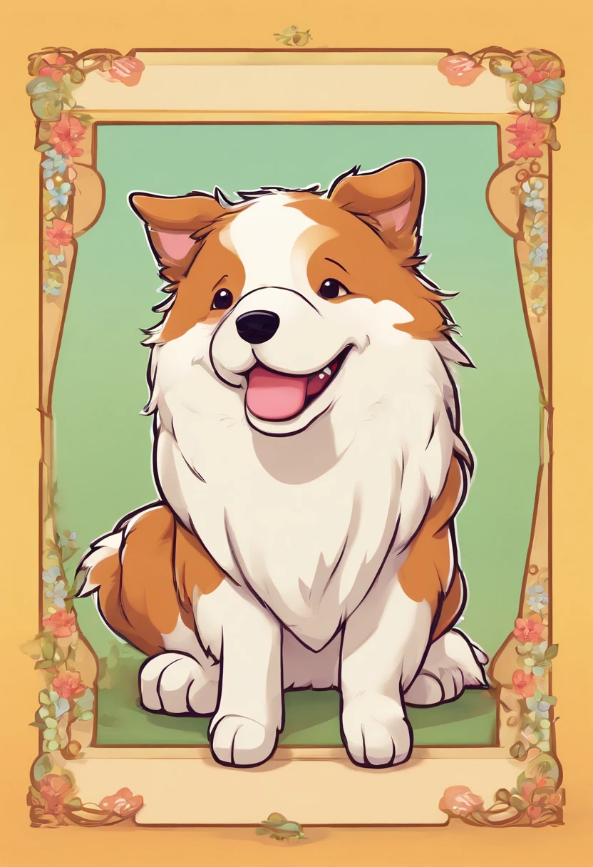 border collie, Overweight, Soft figure,Jonkey, Sitting, Fat monsters,Hayao Miyazaki