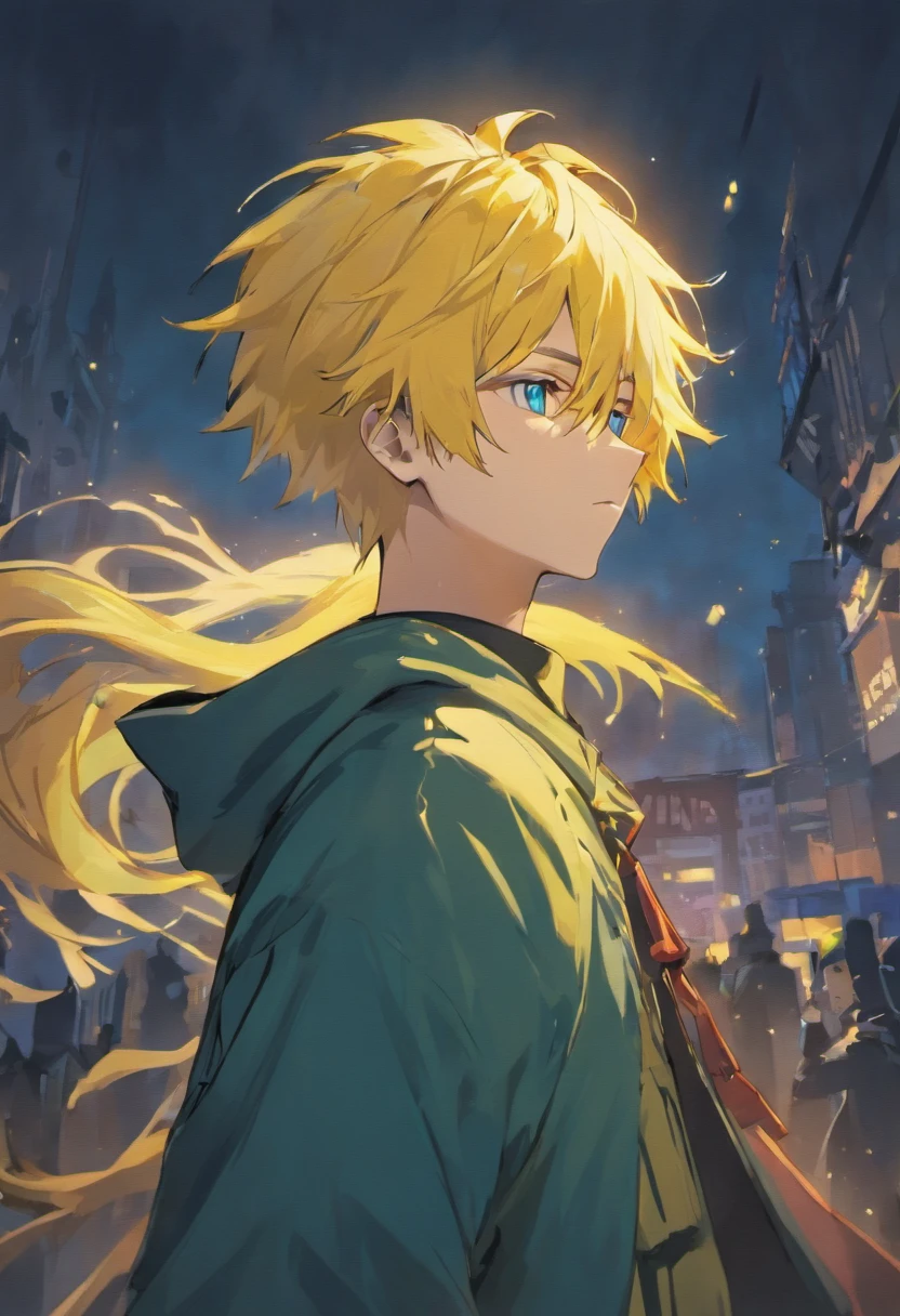 (((high detail))), best quality, 1 man, young man, minato hairstyle, yellow hair, blue eyes, shinobi, ninja, standing straight, detailed shinobi outfit, ninja, black and white outfit, game sprite, rpg sprite