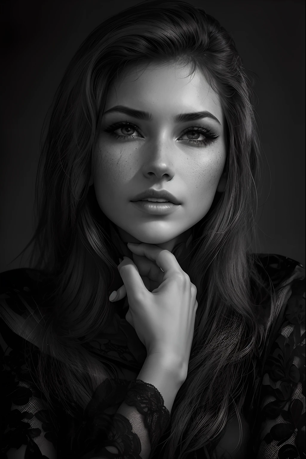 Beauty Woman, Black and White Photography, Portrait, 8k