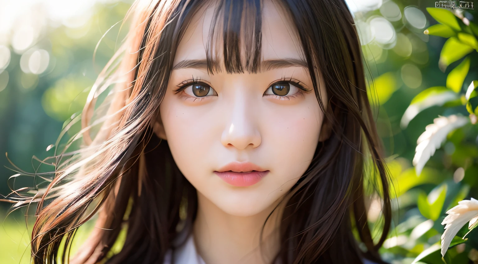 1人、Women around 20 years old、Angel with white feathers、a picture、realisticlying、top-quality、adopt、A detailed face、细致背景、diffuse sunlight、depth of fields、独奏