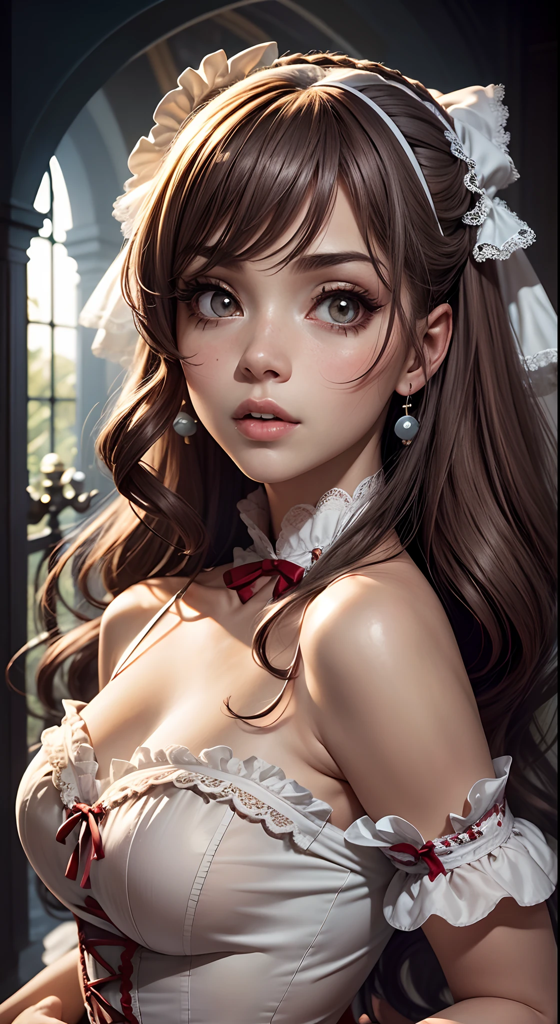 Best quality, masterpiece, ultra high res, (photorealistic:1.4), 1girl, offshoulder, in the dark, deep shadow, low key,
