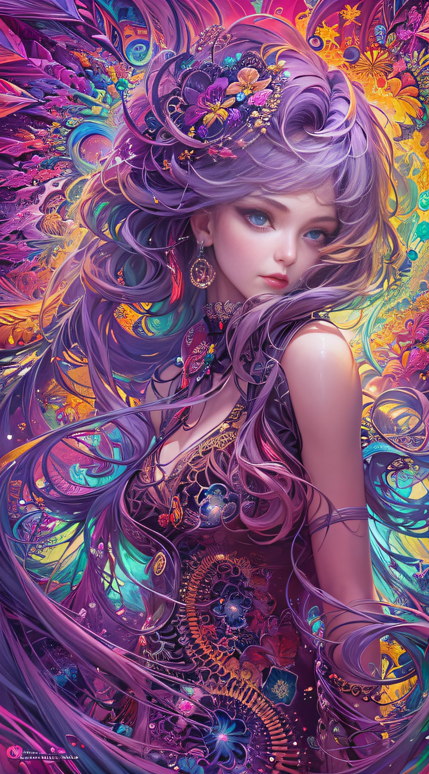 (masterpiece, top quality, best quality, official art, beautiful and aesthetic:1.2), (1girl), extreme detailed,(fractal art:1.3),colorful,highest detailed