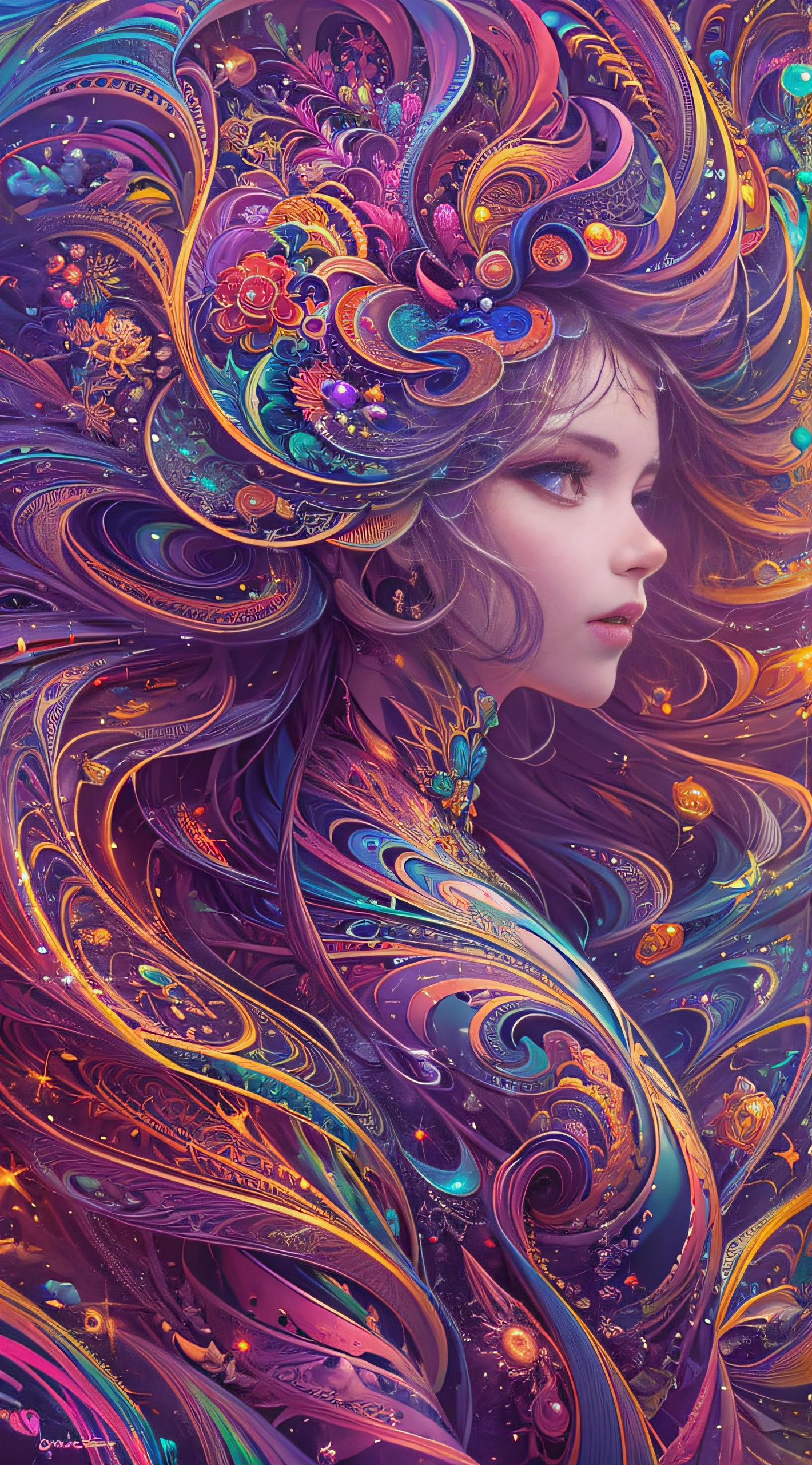 (masterpiece, top quality, best quality, official art, beautiful and aesthetic:1.2), (1girl), extreme detailed,(fractal art:1.3),colorful,highest detailed