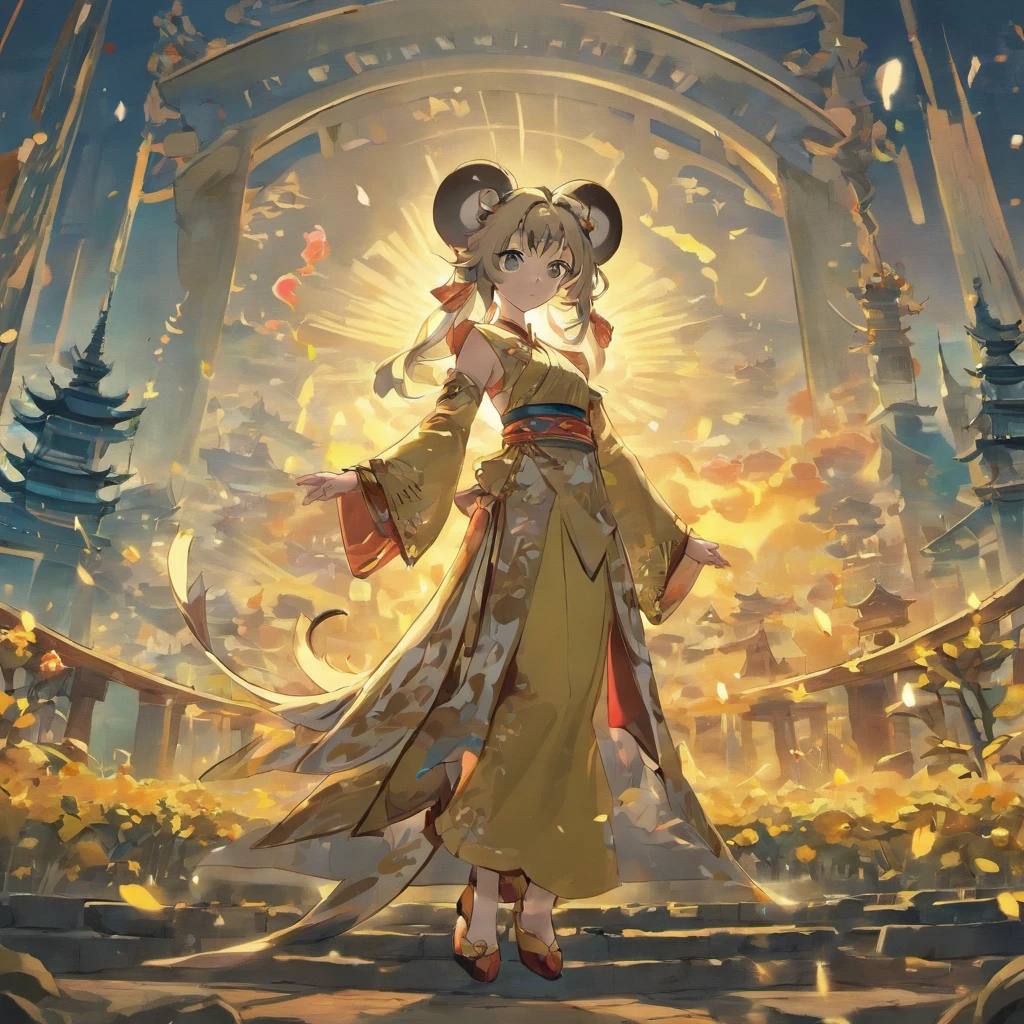 Siamese mouse elegantly displayed on Chinese landscape illustration background