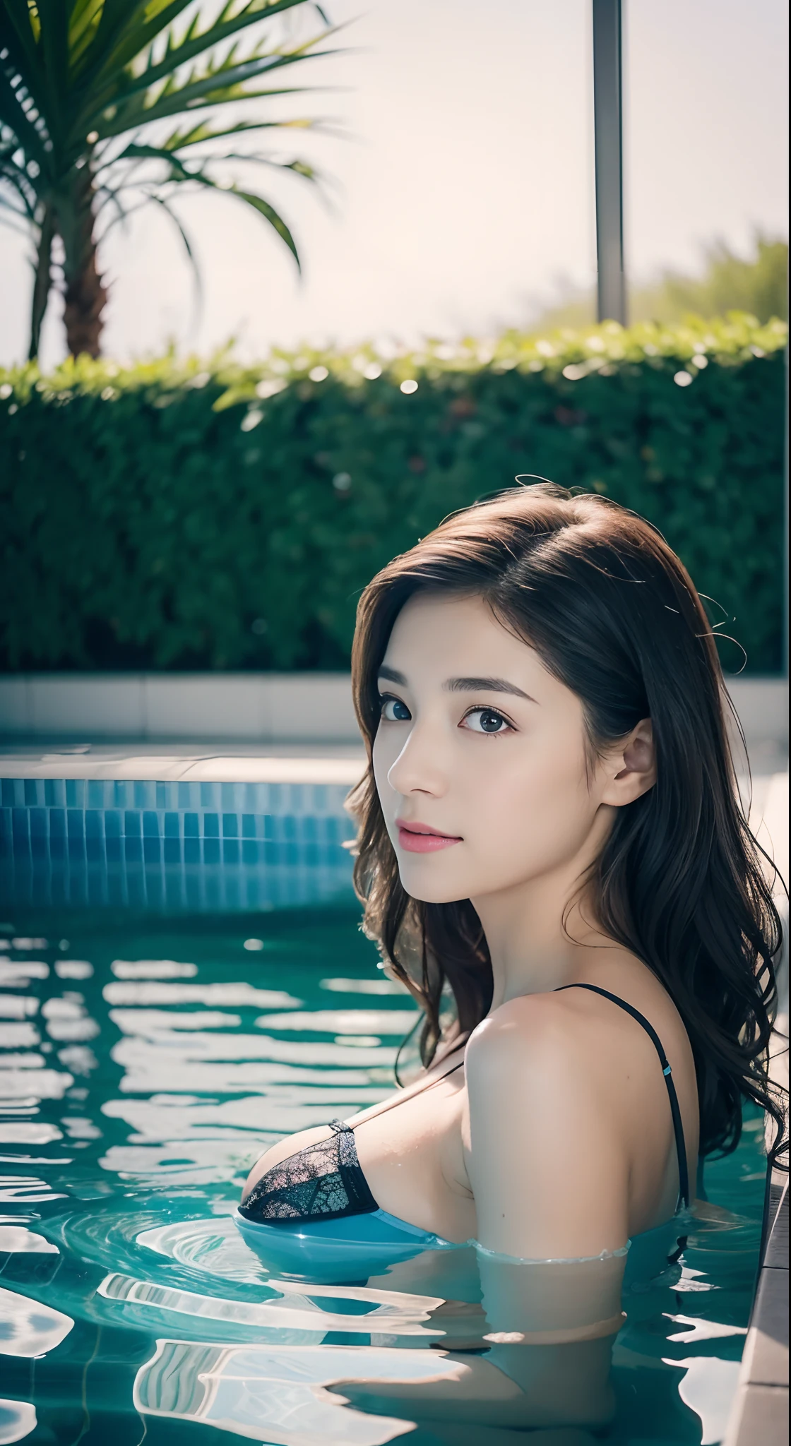 （8K分辨率，（Portrait of a person taken in a swimming pool），barebacked），（Multiple women，age 22，（（s delicate face，详细的脸，cute  face，Mature face，Flushed face），（Loose hair，Long hair micro-curls，Water droplets on the hair，damp hair）），Fair smooth skin，Moist skin，（Best Skin Type：1.21），Flesh-colored breast patch，perfect body figure，Perfect back，Delicate skin texture，（（Smooth back，lace panty，（black in color，red colour），（Soak in the pool，Frolic around，Multiple people frolic）），delicate leg，perfect hand），（Luxury pool gatherings，Scene of multiple people frolicking in the water，Splashing waves，Exquisite environmental details），（Professional lighting，Artistic lighting），（（Mature and young，Sexy and cute，The refraction of light in water vapor））），（Golden ratio line，artistic lens，Hasselblad photograp，tmasterpiece：1.3），（advanced art，wallpaper hd，Official propaganda，Art platform）