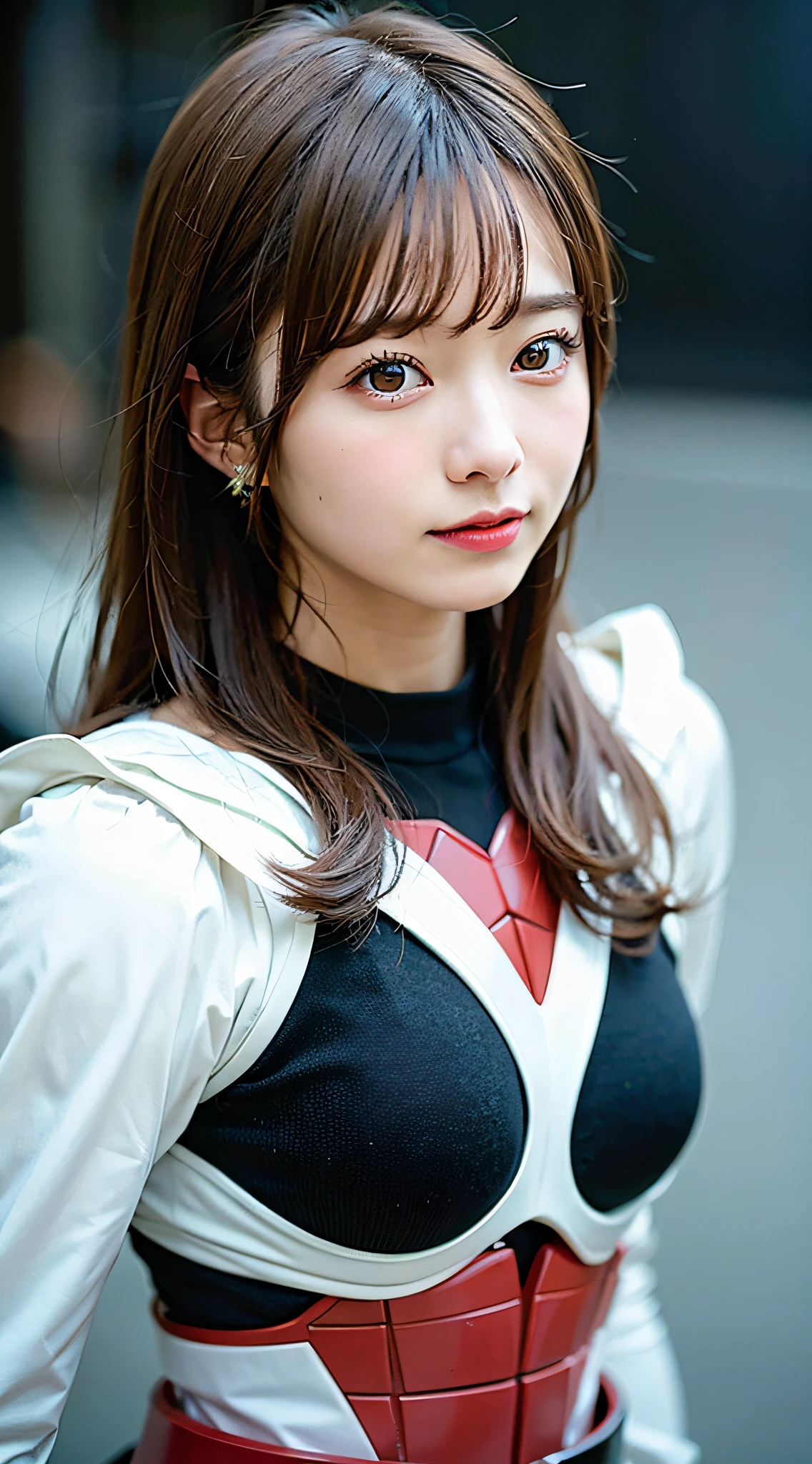 tokusatsu, Superhero,tokusatsu, (8K, Raw photo:1.2)Detailed face and eyes,Best Quality, 超A high resolution, Highly detailed ,intricate detailes ,masutepiece ,Cute Girl , Soft cinematic light, Hyper-detailing,Sharp Focus, High quality
