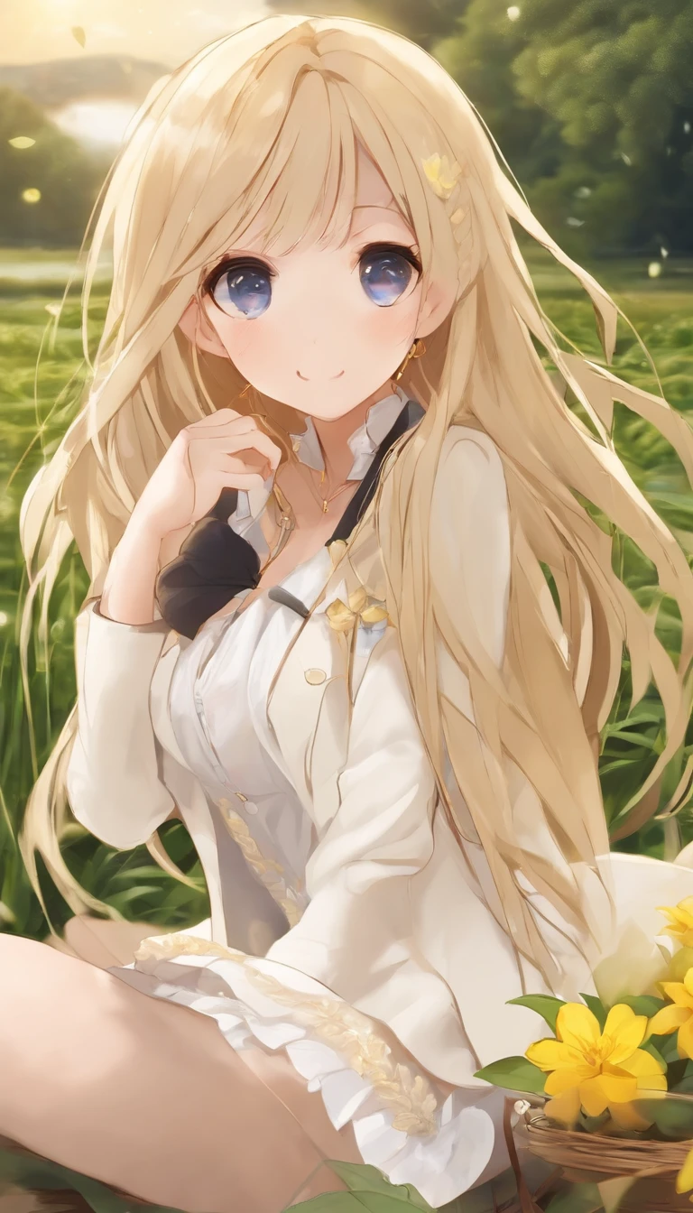 1girll,jaket,White clothes,long whitr hair,cheerfulness,Yellow skirt,Yellow running shoes,white legwear,Sitting in Car,looking out,open lips,wheezing,laughingly,laughingly,opulent,multicolour,rays of sunshine,galaxias,multi colored eyes,BREAK,(Skysky) ,eventide,(clouds,wheat field,ricefield,Pickup,The Car,SFW,(tmasterpiece: 1.2) ,Best quality at best,tmasterpiece,High score,primitive,extremelydetailedwallpaper,perfect litthing,(Extremely detailed CG: 1.2),