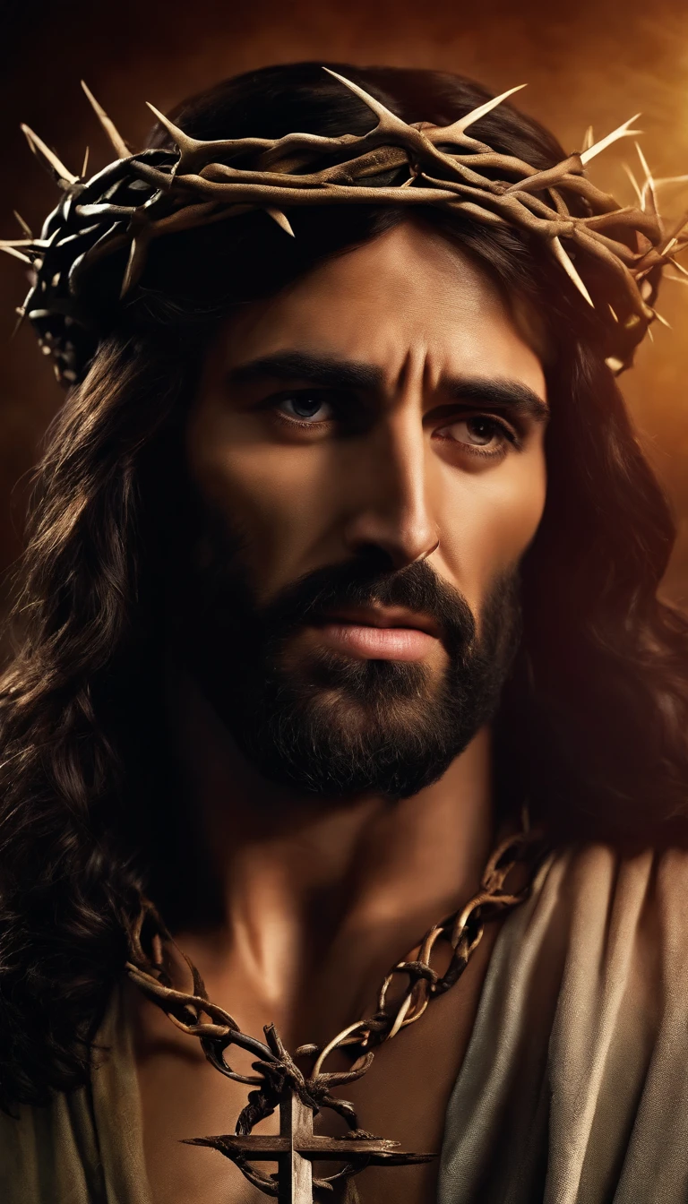 classic photo of a sad Jesus with a crown of thorns being crucified, polarizing filter, natural lighting, vivid colors, everything in sharp focus, HDR, UHD, 16K, hyperrealistic, hyperdetailed, cinematic, 16K