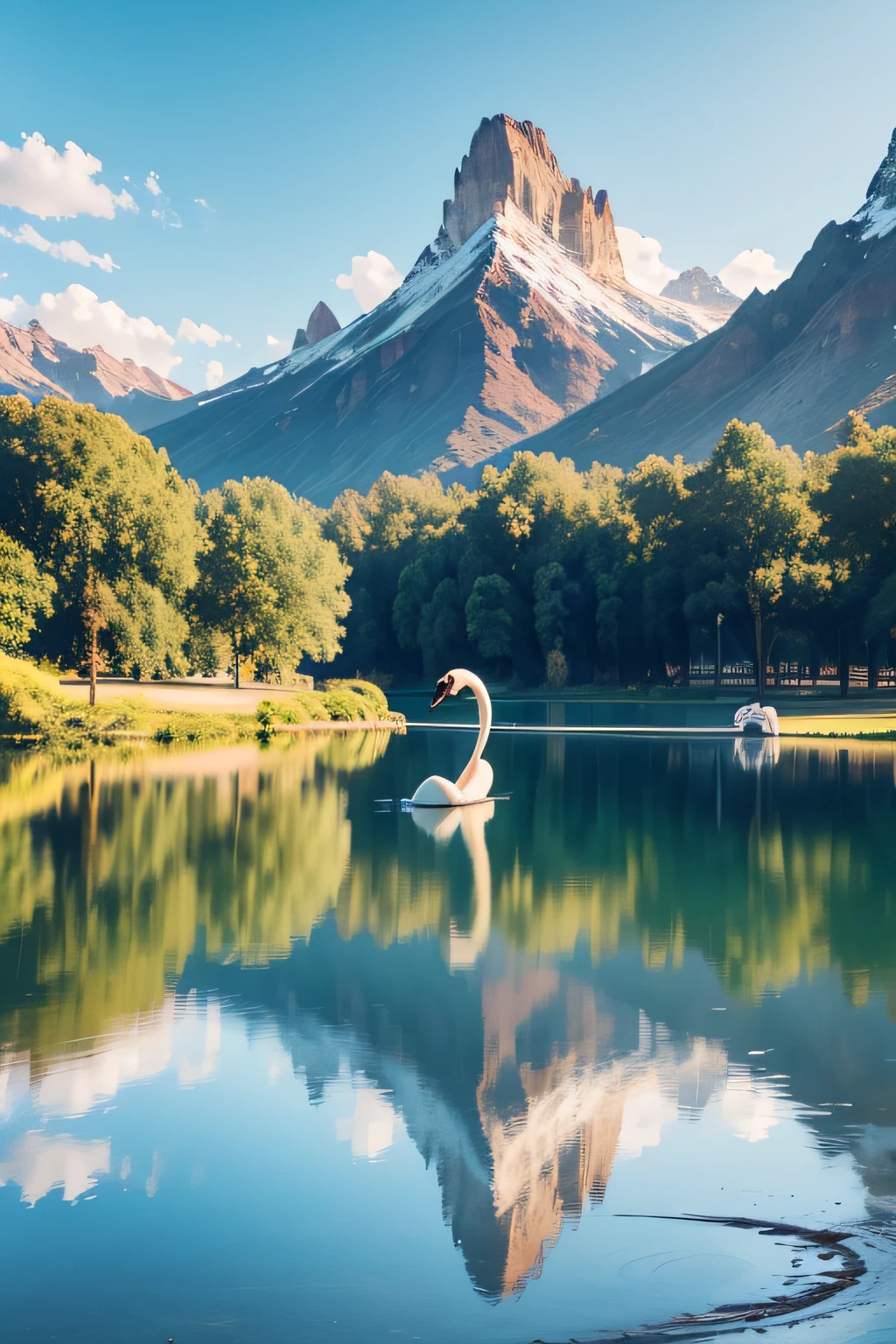 Very beautiful lagoon, with a beautiful swan in the background