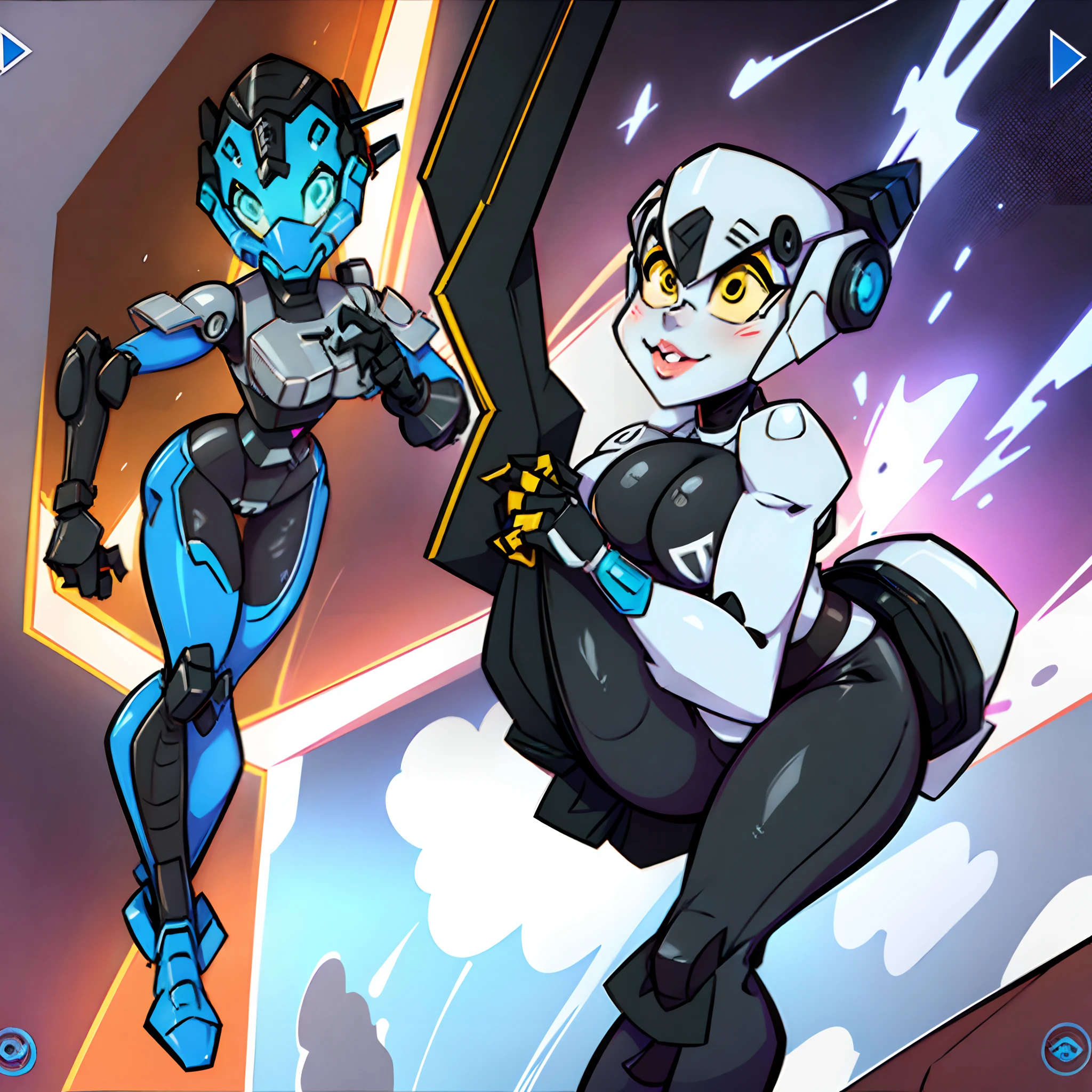 mecha girl, helmet, gray_ robot skin , fully skin robot, very sexy girl natural huge breasts, twintails, chubby, cute girl, mature breast girl robo mom, mole, mole on chest, age up, lips, big lips, thick eyebrows, can't stop looking at her body , short girl, short cute mecha girl twintails, short girl, highly detailed, high quality, best quality, 8k, full body, fat, cute, rider?, space racer, racer suit, motorcycle, racer uniform, facility background, black shoes, wants you smile, neckline, a cartoon picture of a woman riding a motorcycle with tender love care, oppai cyberpunk, jazza and rossdraws, thick smooth warframe thighs, from overwatch, pharah, overwatch fanart, cushart kenz, kda, overwatch style, commission for high res, gainax anime style, overwatch inspired, fully robotic!! Megaman as a sexy girl