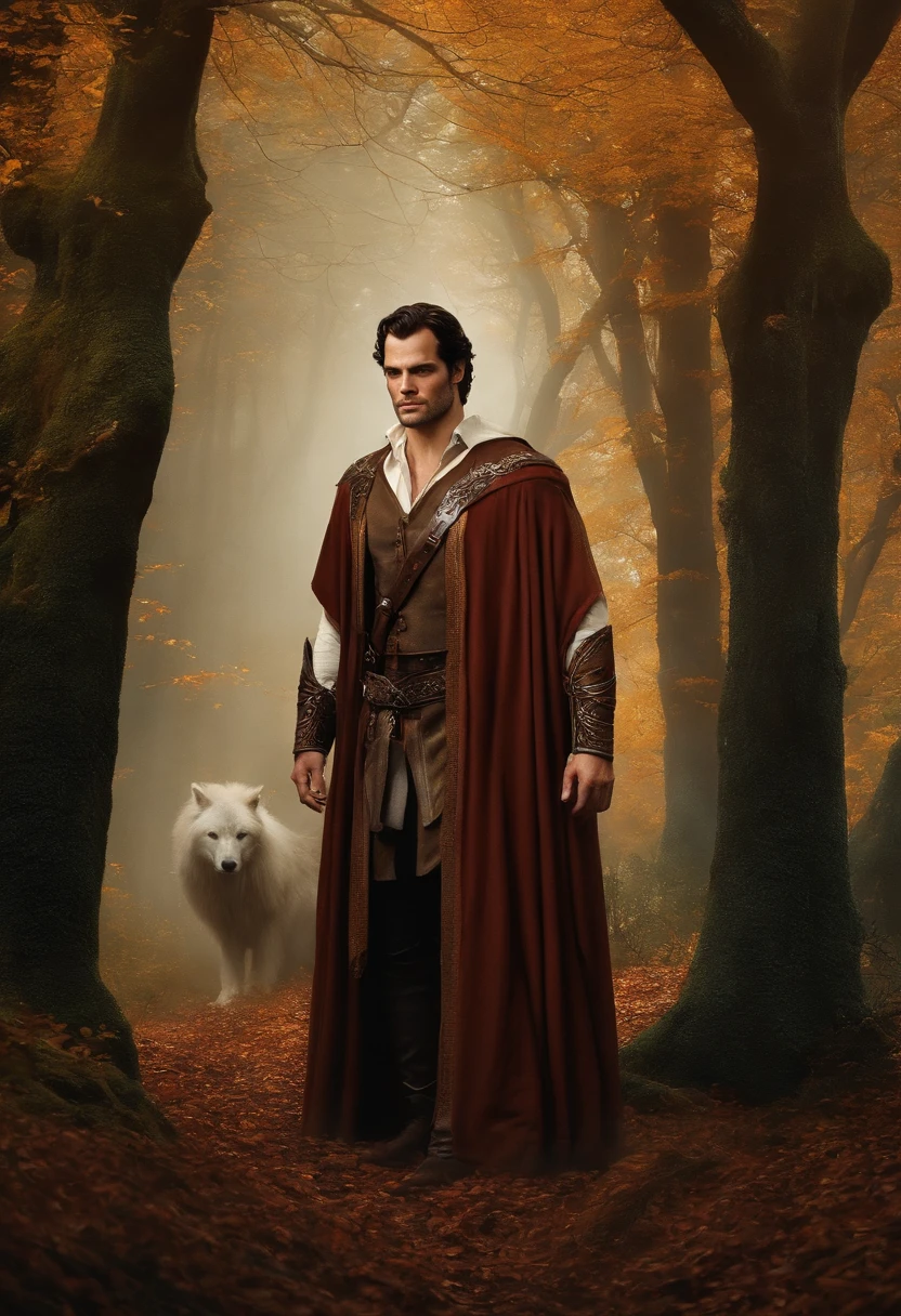 uma pintura de um homem, Estilo Henry Cavill, Um mago((feiticeiro)), ((magica)), ((mago)), ajoelhado com um livro aberto e luzes saindo do livro, segurando um cajado, (((tiro de corpo inteiro)), homem de corpo inteiro, ((in the background Celtic magical forest with thunder)), Deus do Oceano, Luthien, arte de deus, Deus da mitologia grega, o deus Eros, um retrato impressionante de um Deus, Frank Kelly Freas, Estilo Karol Bak, best quality,32k ultra qualidade, qualidade do papel de desfile, imagem do filme, Classic 8K