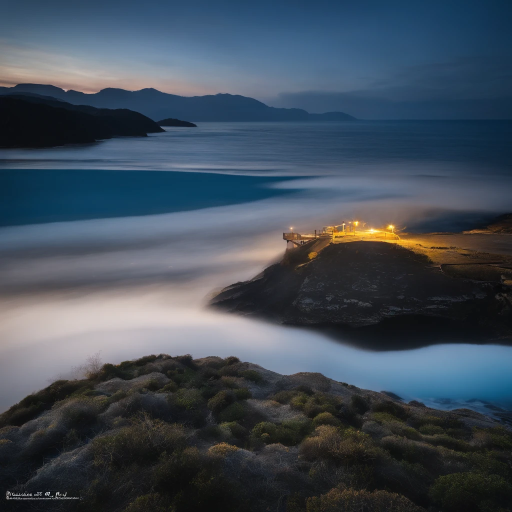 Magnificent view,Wonders of the world,Sunrise dawn,Maritime landscape photography,Pale sunrise, Windless calm and magnificent fluorescent sea surface,Clean and transparent seawater,sandbeach,Yamakawa,strait,Majestic megalithic complex,Cliff overlook view,Wide field of view,Simple and beautiful,Minimalist,Black, white and blue tones,desolated,Aloneness,Cold, foggy sky,The morning sun that does not dazzle,Nightmare vision,Dark fantasy plot,Perfect and excellent composition,8K分辨率,the detail,limitations,Close-up ultra-wide angle shot,Cool background,Jack Guzman's environmental art photography,realisticlying,cinematic compositions,A high resolution,vividness, A detailed, stunning skies,Colorful clouds float,true to life, Pubic area is clear, flawless perfection, Digital SLR, , 1024, 2048, 4096, A detailed, Sharp, best qualtiy, high qulity, absurderes,unmanned background,The is very detailed、Detailed lighting shadows,Trends on ArtStation、iintricate、high detal、dramatics、(Volumetriclighting:1.2)hdr shot。(Close-up,Super deep view,ultra-wide-angle,Microfocal length lens:1.2)(realisticlying:1.4)tmasterpiece、high high quality、Beautiful photography