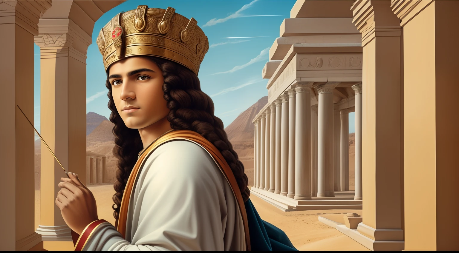 Young Joseph of Egypt with a determined look on his face, showing your courage and trust in God. ((1.200 anos antes de Cristo)) Foto RAW, pequenos detalhes, fotorrealista, foto ultrarrealista, 8k uhd, dslr, soft-lighting, alta qualidade, grain of film, Fujifilm XT3, (obra-prima: 3.1).