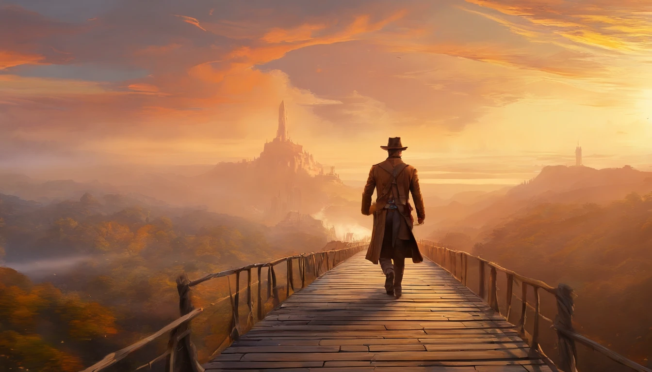 Araffe man in brown jacket and hat walking across a bridge, Harrison Ford de Indiana Jones, Indiana Jones, Eu vou Harrison, ainda de um filme live action, Filme 4k ainda, Filme 4K ainda, an epic western, ainda do filme, 8 k filme ainda, filme promocional ainda, 2017, 2 0 1 5