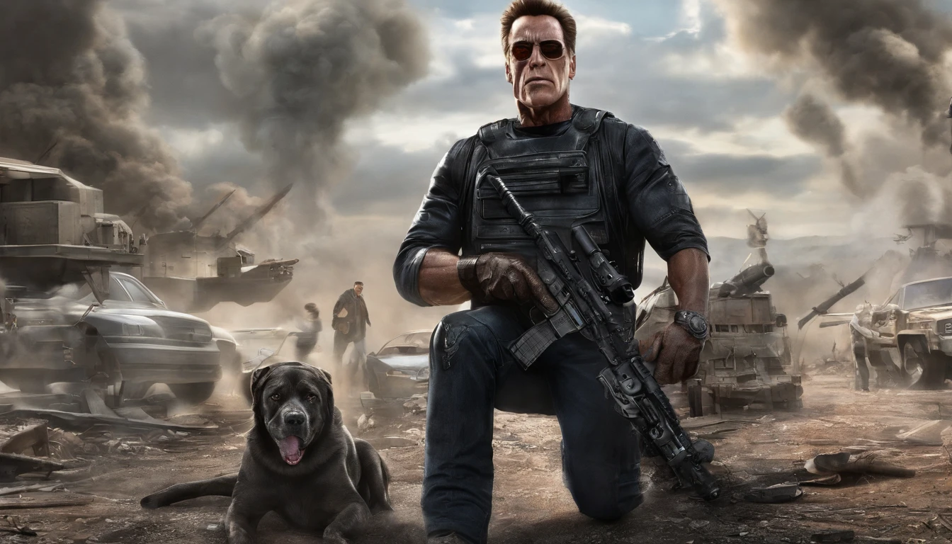 filme "Terminador" em estilo anime, Arnold Schwarzenegger, John Connor, Sara Connor, Exterminador T-800, Exterminador T-1000