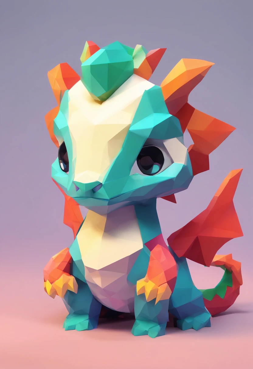 Chibi Lori Dragon, Paper cutting art style, Neon Candy Color, It features a simple, Stylish, Bright, White space, 。.。.3D, redshift, Arnold Renderer, high detailing, High quality, 8K