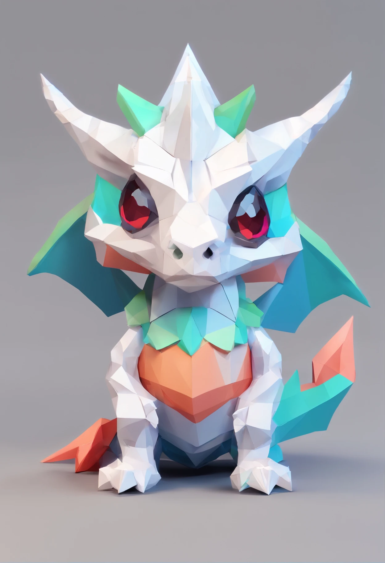 Chibi Lori Dragon, Paper cutting art style, Neon Candy Color, It features a simple, Stylish, Bright, White space, 。.。.3D, redshift, Arnold Renderer, high detailing, High quality, 8K