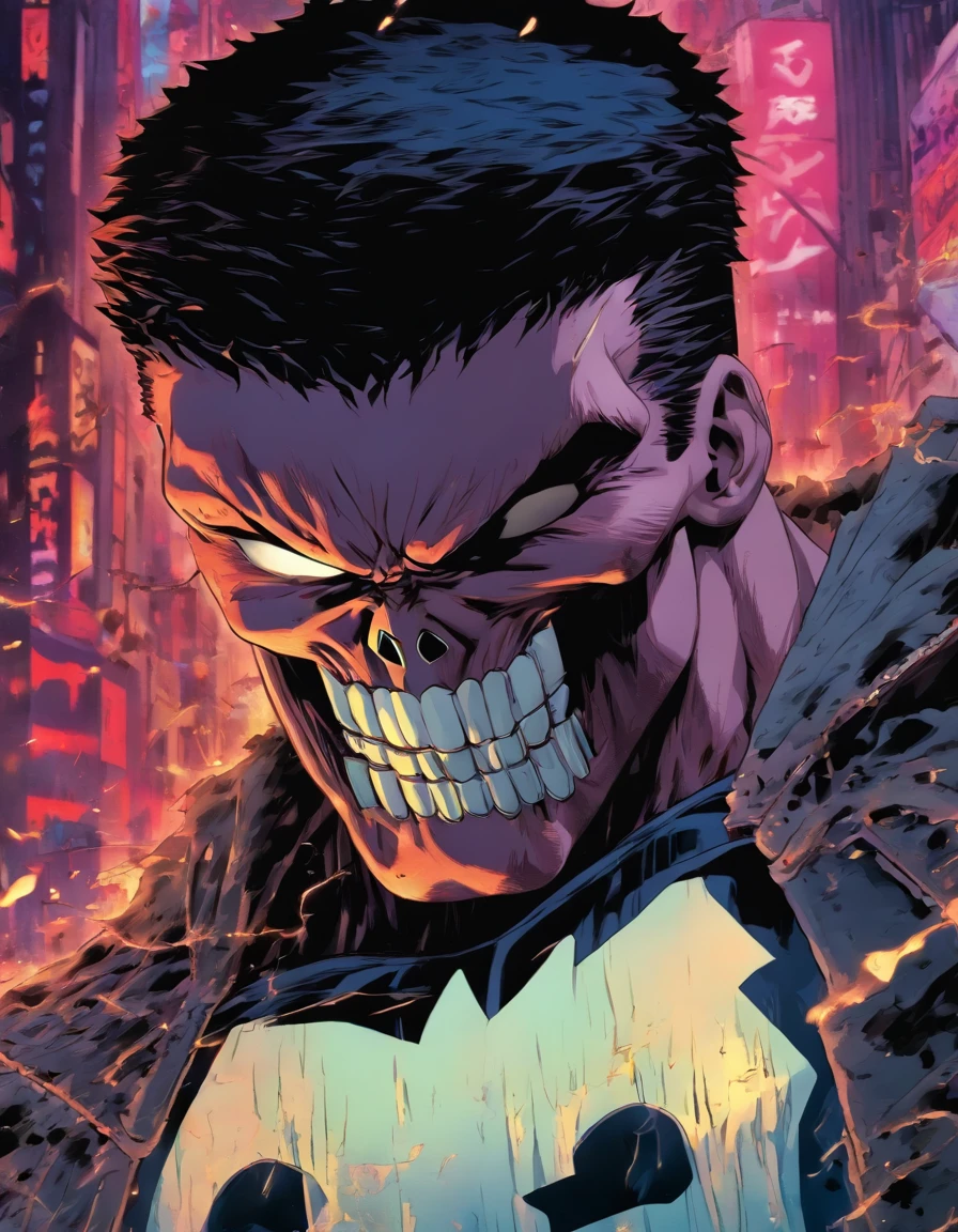 Le Punisher de 19 ans ,Yusuke Murata Artstyle, Anime One Punsh Man Style d’art anime , mappa studio animation style