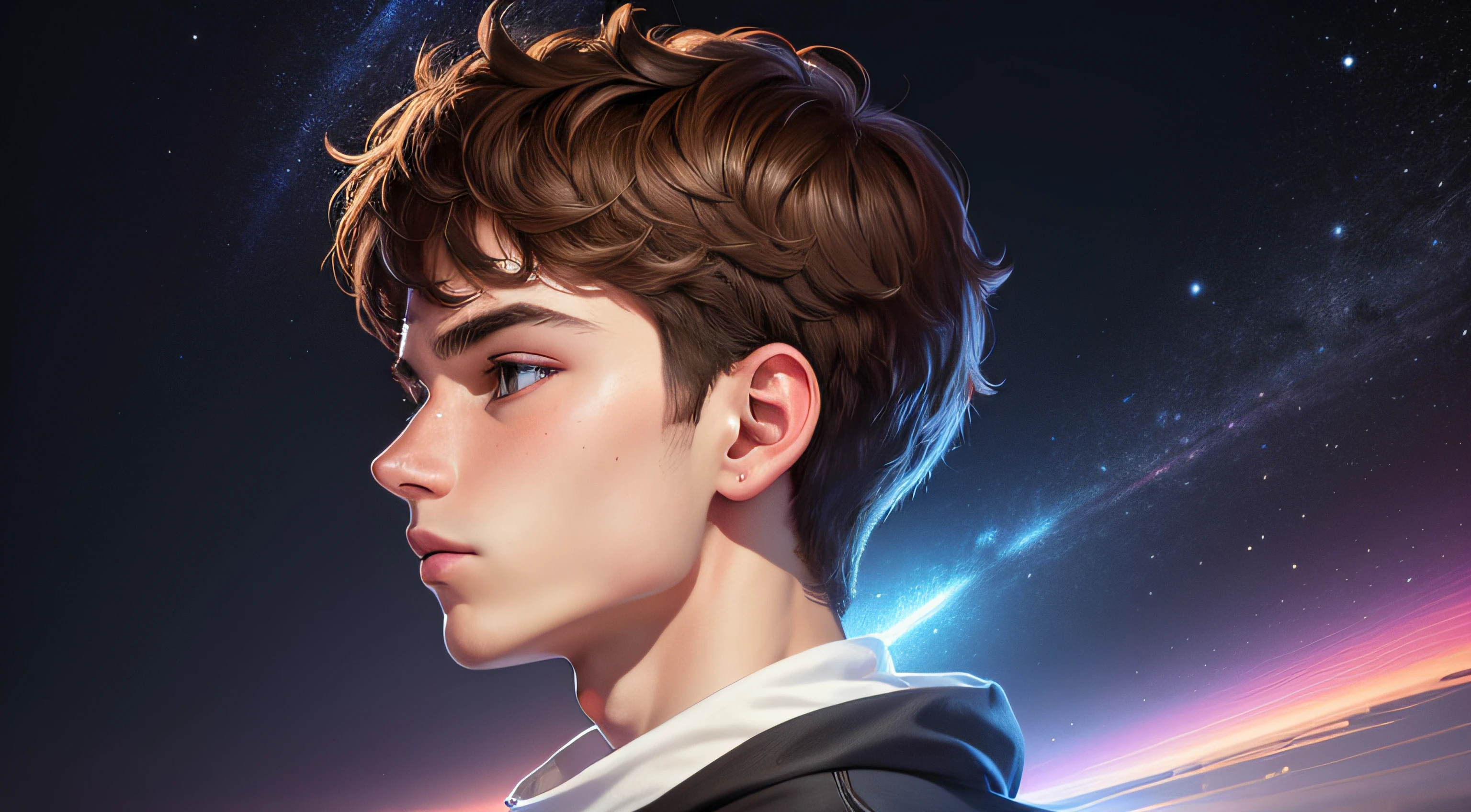 teenager, Lucas profile picture, from the front, with white background (Masterpiece: 1.2, HDR, 8k resolution, billion pixels), vector art by Kurzgesagt (four artists), sharp focus,