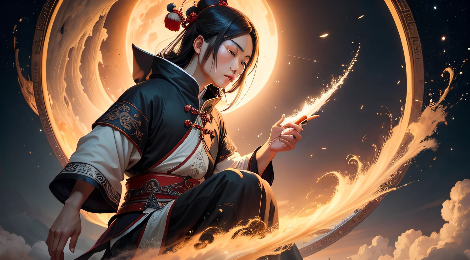 An ancient Chinese poet travels above the nine heavens，tmasterpiece