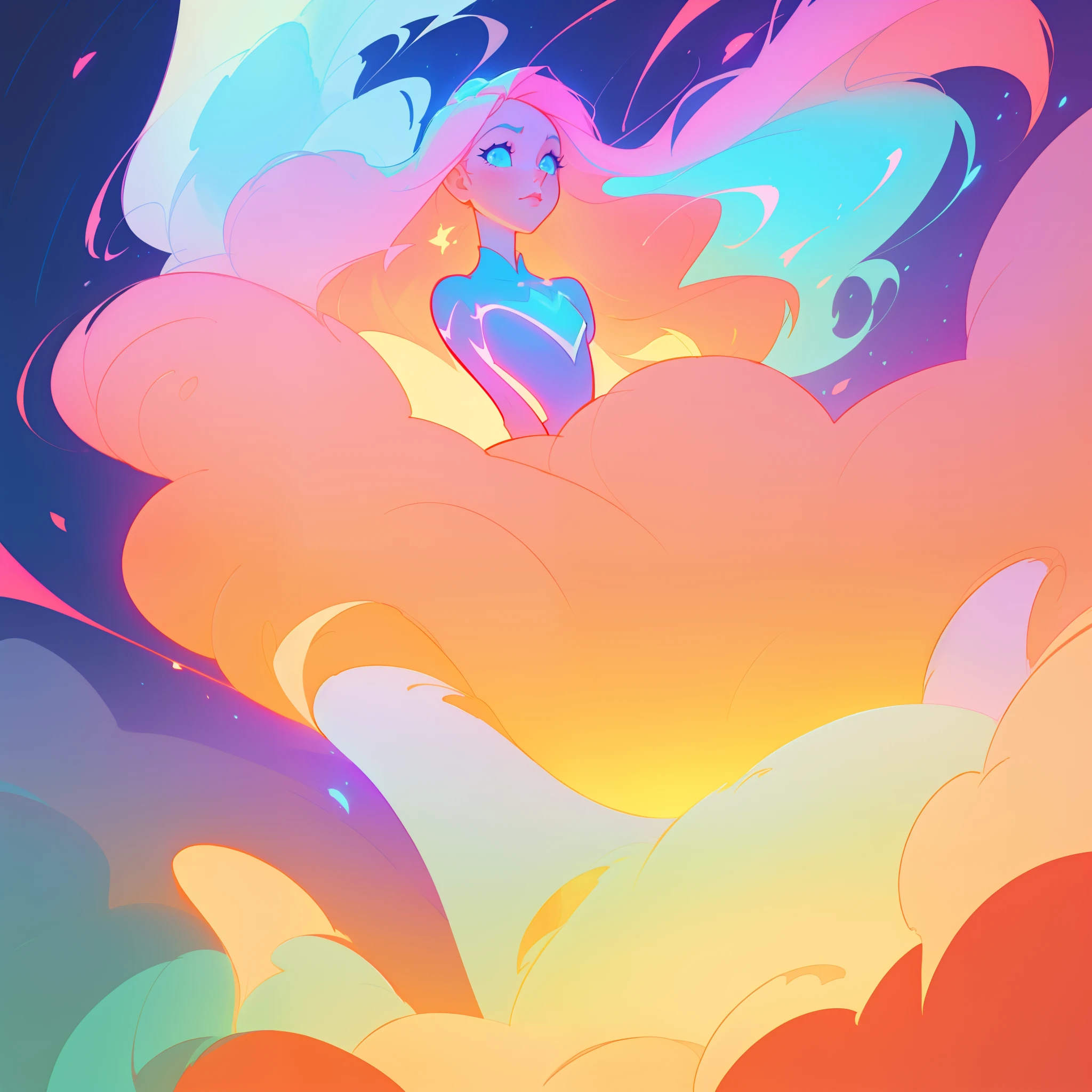 beautiful girl, inspired by Glen Keane, inspired by Lois van Baarle, disney art style, by Lois van Baarle, glowing aura around her, by Glen Keane, jen bartel, glowing lights! digital painting, flowing glowing hair, glowing flowing hair, beautiful digital illustration