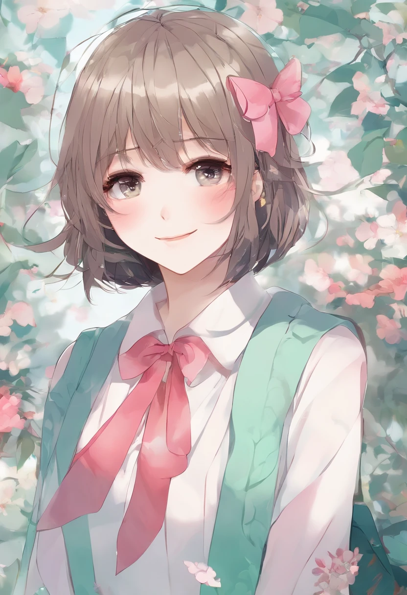 straight light brown short hair with bangs that fall over his eyes, mint green doe eyes, plump pink lips, lanky, slightly muscular and really strong despite his looks, 5’10” tall, taller ther}}, , big hands with long slender fingers, long thin 9 inch  with a curved bubblegum pink tip, dimples when he smiles, slightly red tinted cheeks, cute girly face, long thick eyelashes