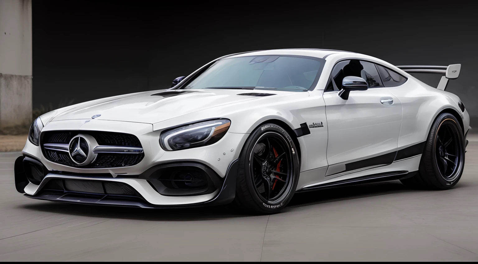 Changing the body color color、Two-tone pearl white and black、((Mercedes-AMG Hyper Carwan ))、Masterpiece Best Quality
