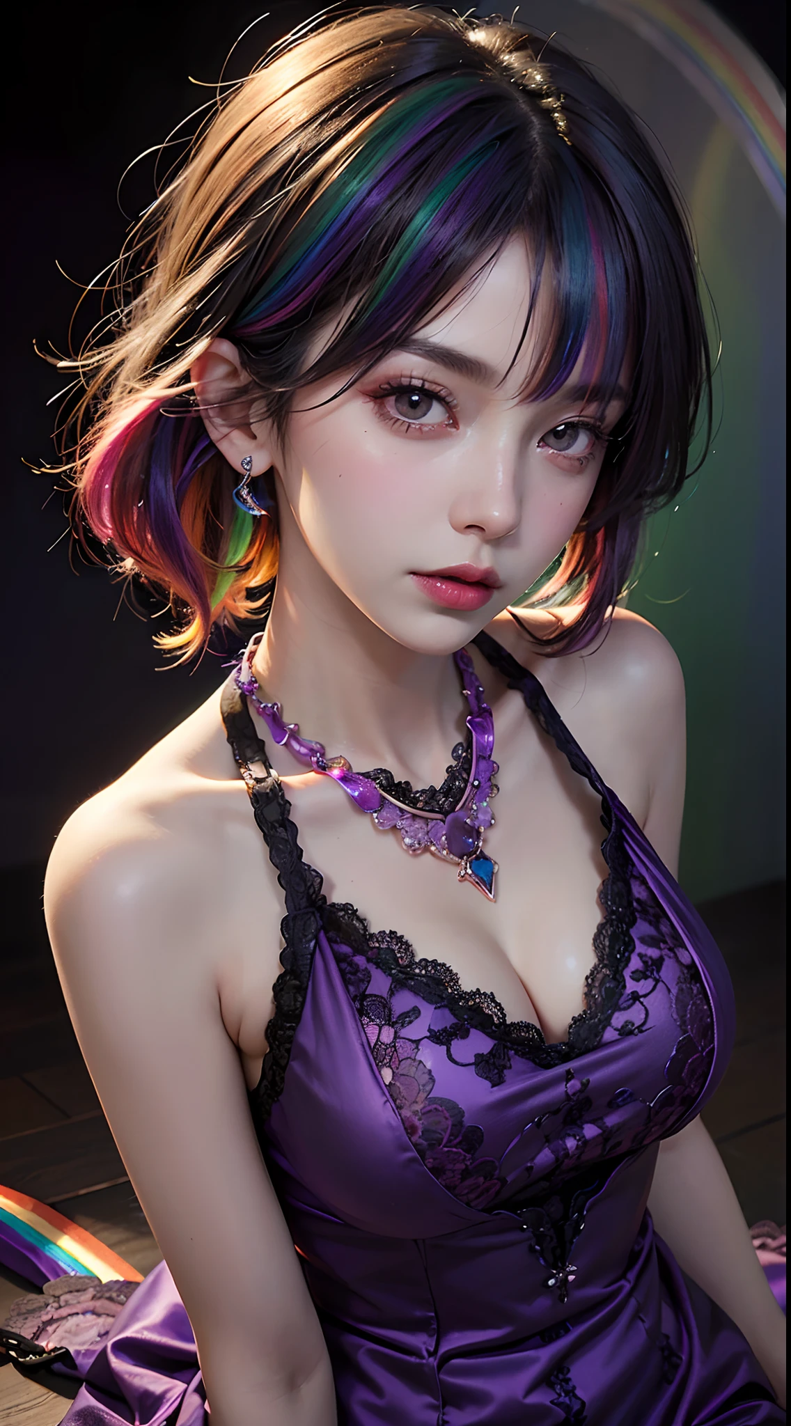 (Browsing Caution:1,4),Mix 4, (8k, RAWphotograph, Highest quality, Tabletop: 1.45), (Realistic, Realistic: 1.37),illumination, night, プロのillumination, photographn mapping, Radio City, Physically Based Rendering, Gradient Brunette, 高品質のphotograph, High resolution, 1080P, (Detailed facial depiction), (Detailed description of the hand), (Delicate CG), Extreme light and shadow, Rich details, (Detailed facial features), (Highest quality), Look in front of you, Highly detailed face, Highly detailed lips,  超High resolution, (truth: 1.4), photograph, 1 , [(sad)],  , Thin limbs, movie, Cool pose, I Cup, Highest qualityな完璧なボディ, photographのような, (1 : 1.3), Perfect balance, (Huge, Perfect breasts, Areola),(Realistic, Realistic:1.37),One Girl, Cowboy Shot,Professional Lighting, Photon Mapping, Radio City, RAWphotograph、(Realistic:1.4)、Octane Rendering、Complex 3D rendering with ultra-detail, Studio Soft Light, Rim Light, Crisp details, Super detailed, Realistic skin texture, detailed aspects, Beautiful details in the eyes, Highly detailed CG Unity 16k wallpaper, Compensate, (Detailed Background:1.2),Highest quality, 超High resolution, Tabletop, One Girl, One Girl,alone, Upper Body,Show Viewer, White Background, Multicolored Hair, Compensate , Lips parted, Black Lips, eyeliner, Gothic, Goth Girl,((Light on the face:1.2)),((movie照明:1.2)),(Photorealism:1.4),((30 piercings in left ear)),((necklace)),((A woman who is always smiling)),((nightのプールサイド:1.4)),((Facial lighting:1.1)),((Upper Body:1.2)),((Delicately draw the face:1.2)),((Multicolor hair color:1.3)),((short pixie cut:1.4)),(((Completely naked))),(((nsfw))),((Small breasts:1.4))