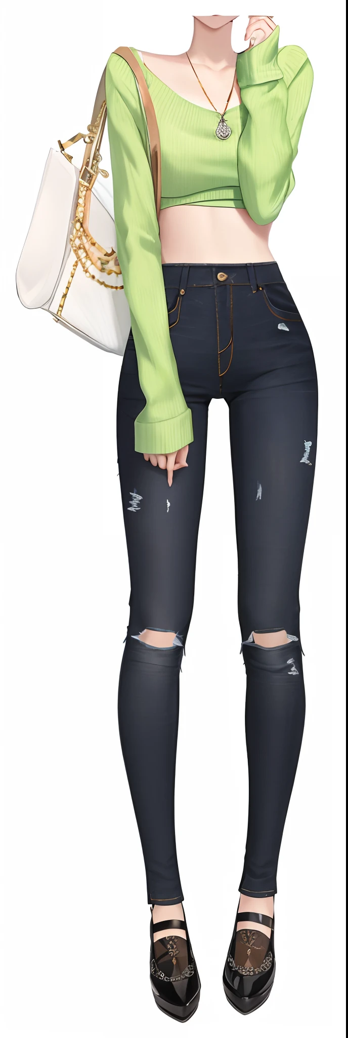 (masterpiece,best quality,high resolution), 1girl, solo, (((jeans pants))), ((full body)), crop top, naval, midriff, blush, worried, open mouth, outside, ((((((big pee stain))))))