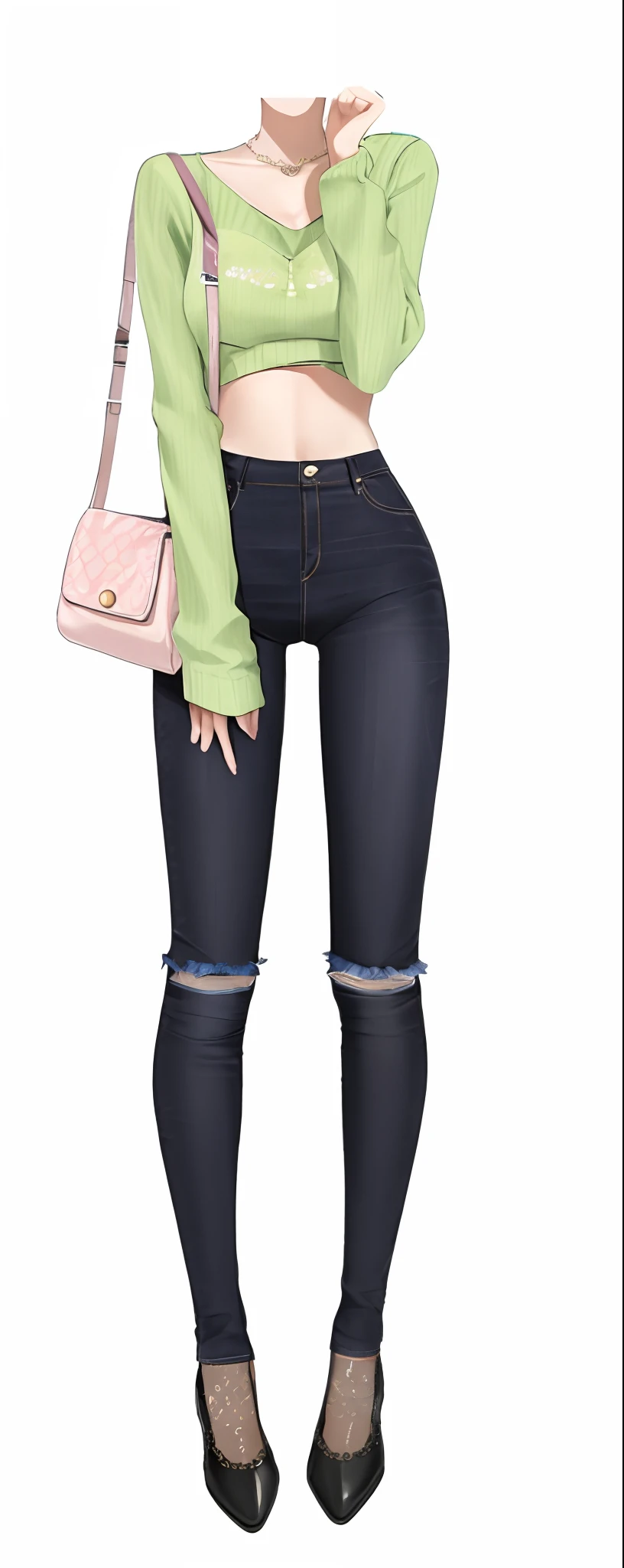 Pubic area is clear,filigree,Black jeans,stocklings