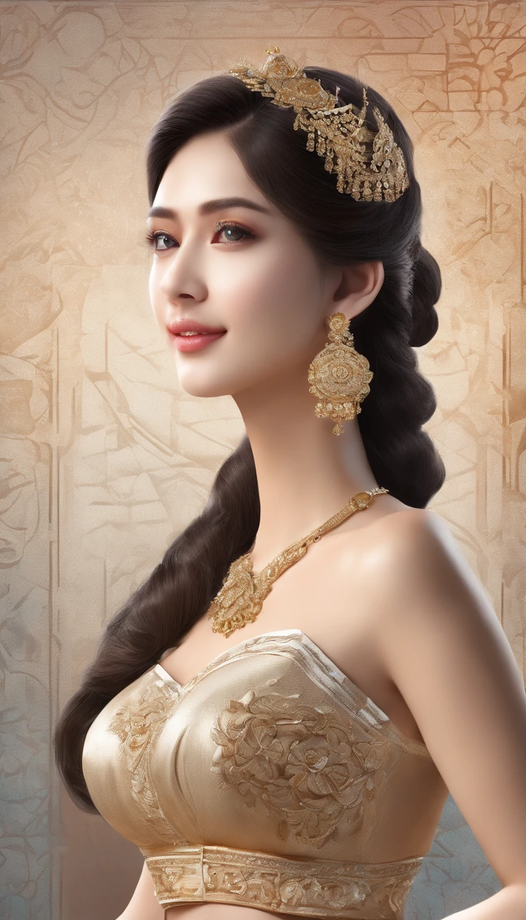 Ultra detailed hd 8k, (realistic photo:1.2), (masterpiece: 1.2),myth,argent,kebaya,Scroll,batik,sleeveless, treasure,universe, face the camera, smile, 19 year old girl, cute girl, beautiful girl, indonesian model, white healthy skin, delicate eyes, tied-up hair, ethnic earrings, full body photo, (sexy body:1.2), (slim waist:1.2), rim light,product photo shot, holding a small beauty serum, indian hot bhave full naked,no dress in body,big boobs,big ass