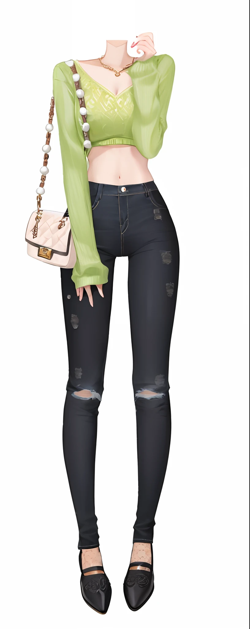 Pubic area is clear,filigree,Black jeans,stocklings