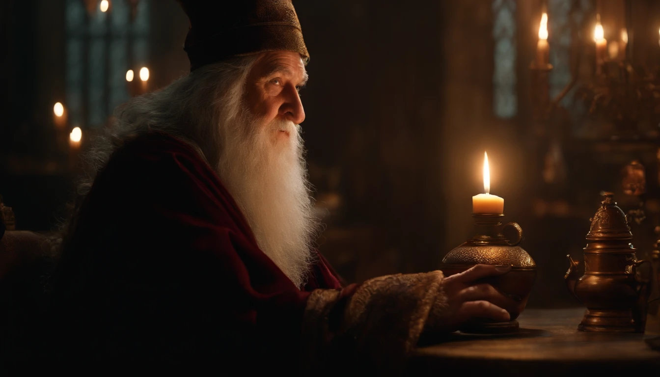Realista、uma obra-prima de、melhor qualidade、(((Old Wise Wizard)))、Mixing Potion Moody Lighting、brilhar、brilhar、Misterioso、mistic、magica、magica、Rim lighting