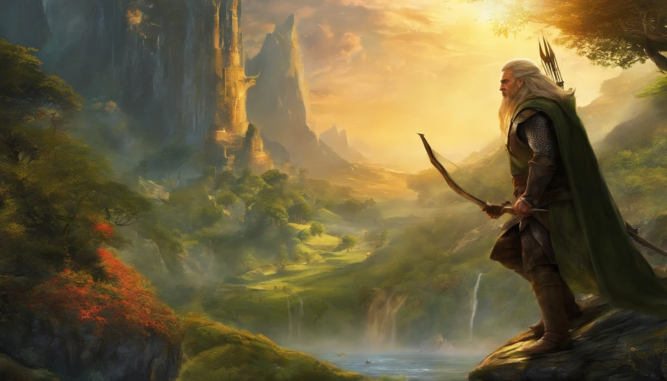 Assunto: Legolas (interpretado por Orlando Bloom) action: Engajado em combate, matando Orcs Contexto: Cena de batalha Ambiente: Dark Forest Lighting: Luar misterioso Artista: Alan Lee Estilo: Epic Fantasy Medium: Pintura digital Tipo: Action scene Color scheme: Cool tones with pops of vibrant colors Computer Graphics: 3D rendering Quality: highes definition, detalhado Prompt positivo: ((melhor qualidade)), ((obra-prima)), ((realista)), Legolas (interpretado por Orlando Bloom) expertly killing Orcs in a dynamic battle scene set in a dark forest. The lighting should evoke a mysterious atmosphere, iluminada pelo brilho suave da luz da lua. Art should be created in the style of Alan Lee's epic fantasy illustrations, Using digital painting techniques to capture the intensity of the action. O esquema de cores deve consistir em tons frios com detalhes vibrantes. Use 3D rendering for computer graphics to increase depth and realism. Focus on high definition and intricate detail to create a truly remarkable piece. --auto --s2