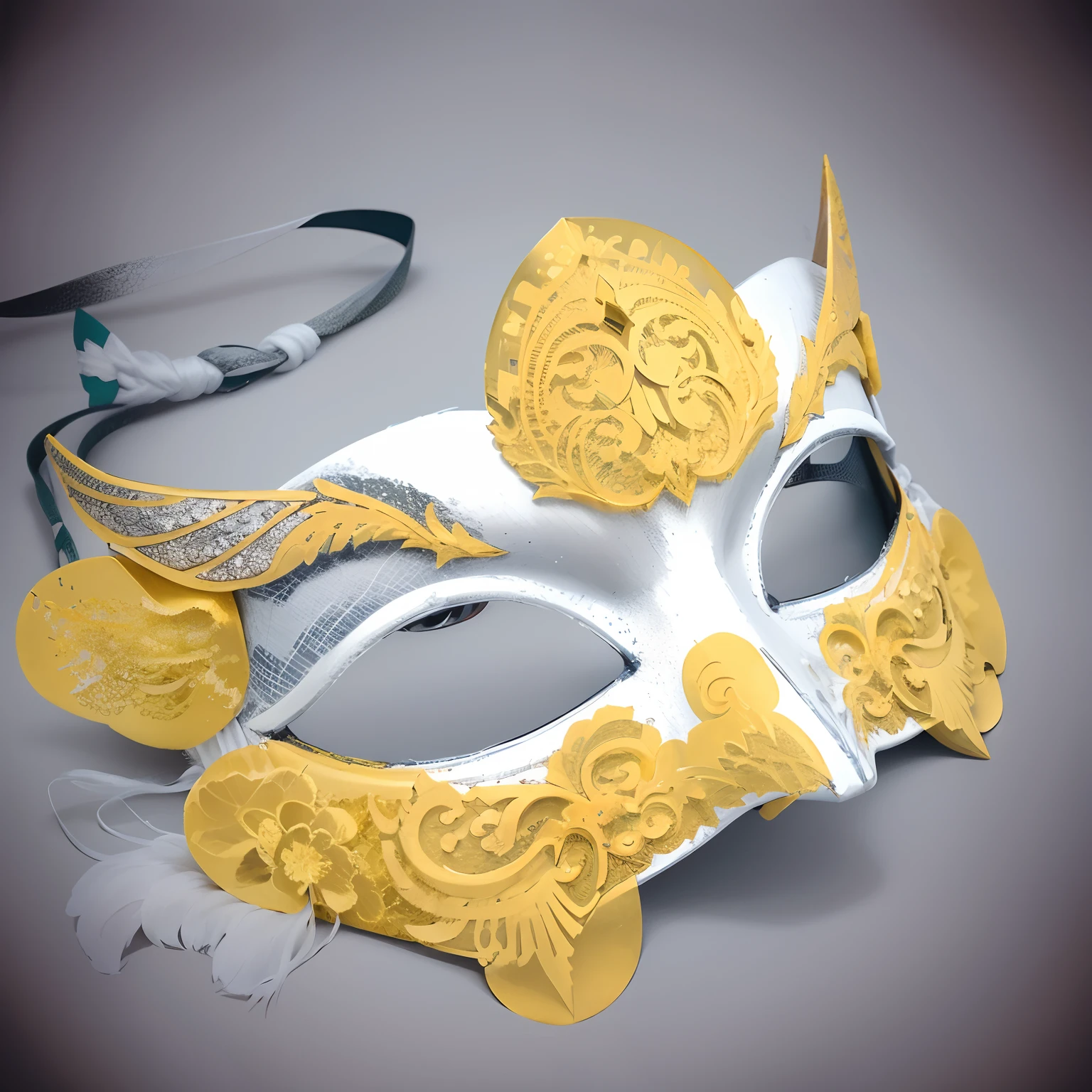 White mask with golden details, detalhes dourados, white mask