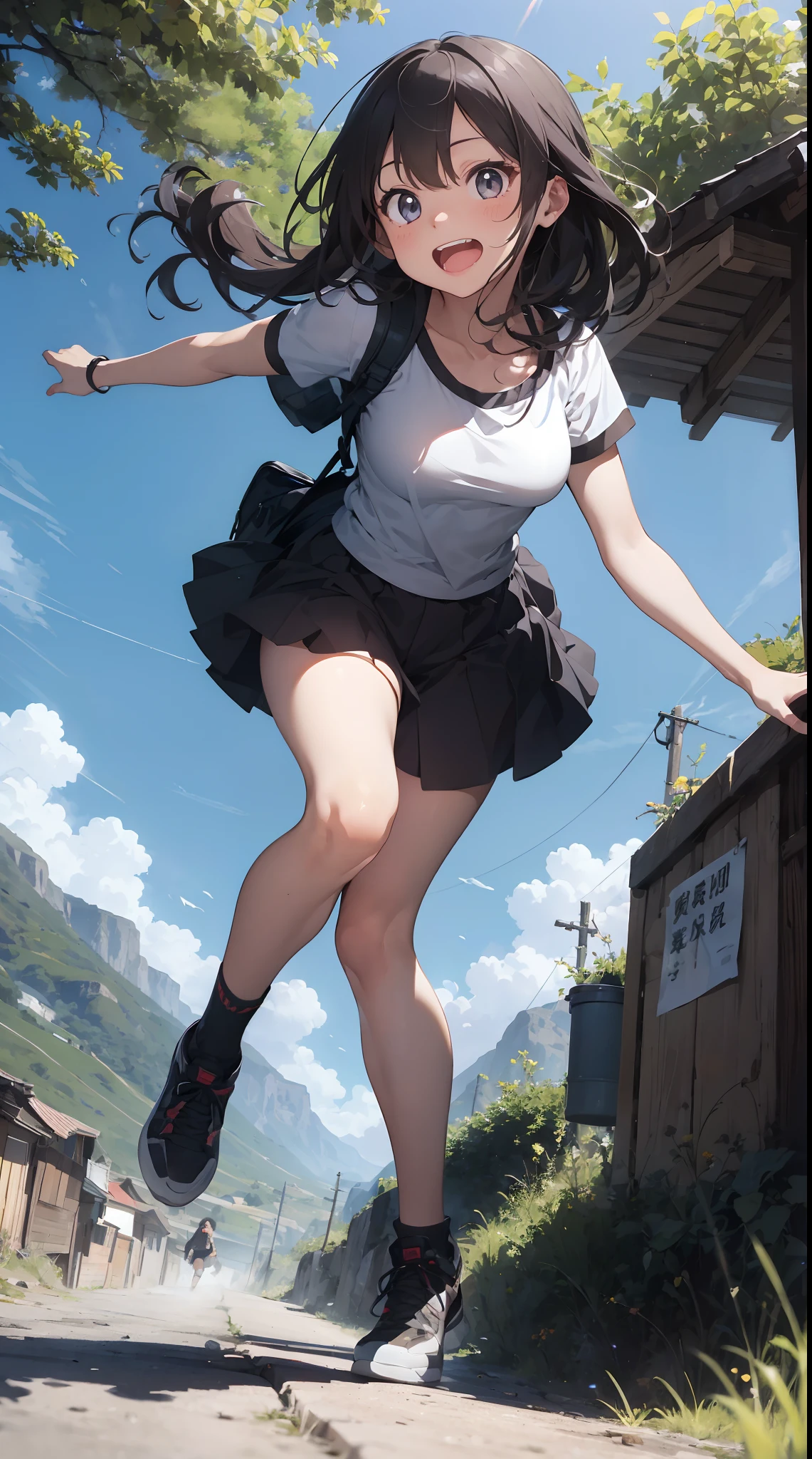 This illustration is、It captures the moment when a super high-tension girl sprints to the top of a mountain.。She's outlandishly dressed.、Arms spread、We are running through the mountain road at an unstoppable speed.。The figure is「King of High Tension」It seems to be。
Of particular note is the、With a composition in which the girl's face is close-up、The whole body is depicted at the same time.。Her face is、Enjoying with extreme excitement and joy、Their eyes firmly grasp the mountaintop, which is the destination.。
In the background、Mountains with a three-dimensional effect々、trees、boulders、Corners of details such as streams々It is meticulously drawn up to。Each element is colorful、Maximizing the beauty of nature。 、Sunshine shines on a girl、Its shadow stretches long on the mountain road。
This illustration is super detailed、Inner peace、High quality、It makes the viewer feel the beauty of the mountains and the energy of a girl。there's。