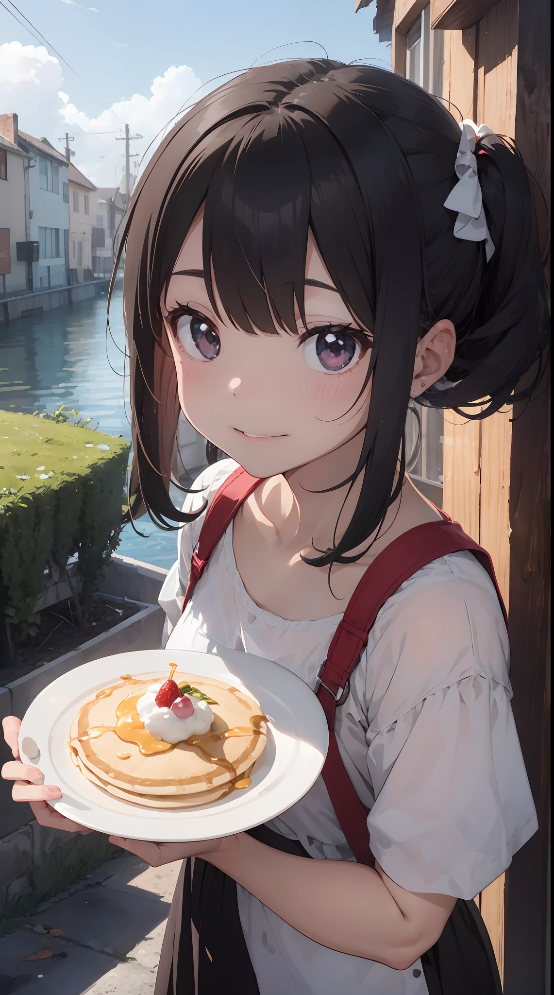 (masterpiece、ultra-quality、An ultra-high picture quality、Super delicate and detailed illustrations、3D、Deep, three-dimensional and detailed background:1.1)、The country of sweets in the pancake kingdom、Little girl、childish、kawaii、独奏、pancake、This illustration is、At first glance, It often looks like a forest landscape.、If you look closer, Everything is made of food.。The tree々Candy work、Flowers Candy、The river is flowing chocolate、The clouds in the sky are cotton candy。 In the center is、Although one girl stands、She's not an ordinary human being。She actually「Food Spirits」で、New eating habits are born from their hands。farewell、New candy trees and candy flowers are born、Give color and life to a place。 Eta、Next to it is a huge pancake。 This pancake is instead of the sun、Warm from its center「Sugar Light」Raining。 The camera angle is、Focusing on the moment when the girl creates a new diet、It captures that miraculous moment in a big way.。 This illustration is、「This is not possible!?」Although it is drawn with a mysterious idea that makes you think that、Among them、There is an everyday element of food、、The mystical power that produces it is、Exquisite for all ages.、To become a viewer、It expresses a fantasy world of fun and beautiful smiles..。