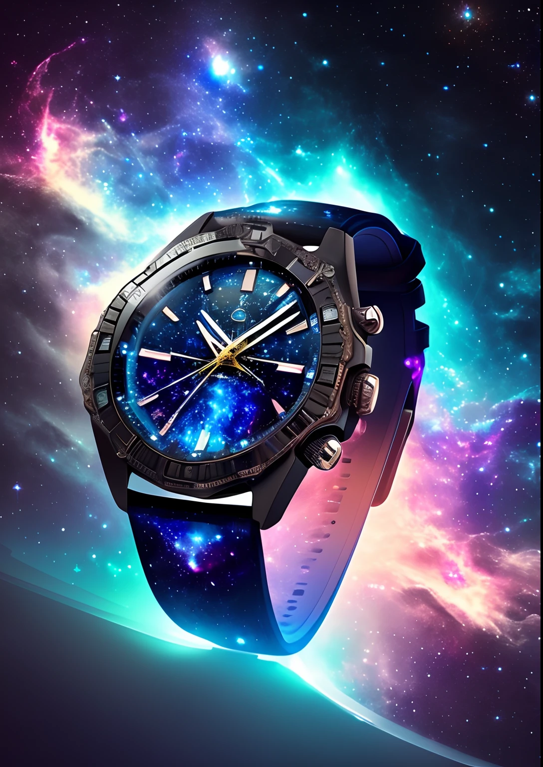 dreamlikeart, galaxy, outer space, nebula, star, [cyberpunked] Watch from the stars (star:1.5),