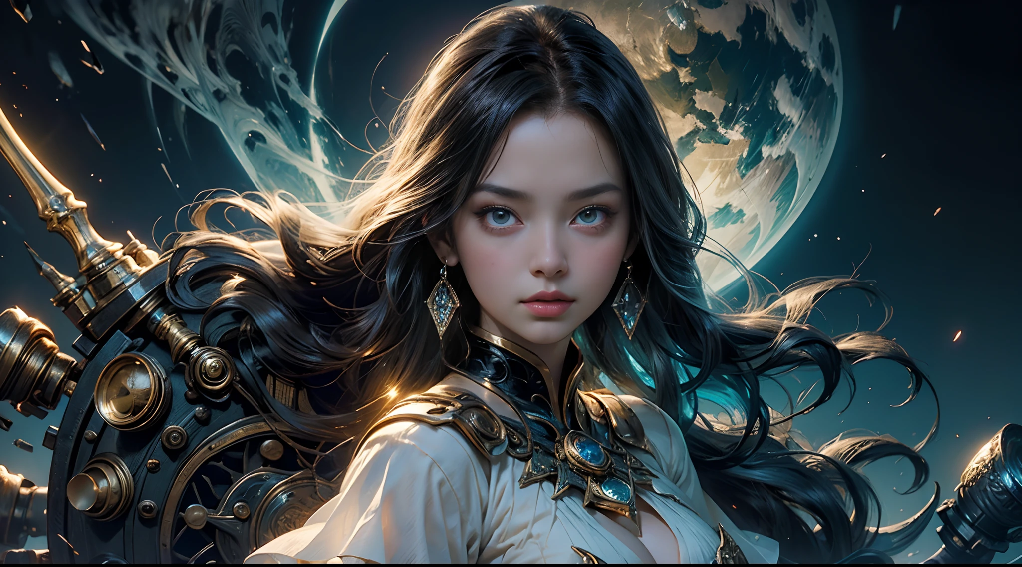Uma entidade gestalt feminina encantadora com olhos hipnotizantes, curvas sinuosas, and an ethereal glow, acenando almas para seus desejos mais sombrios. --ar 2:3