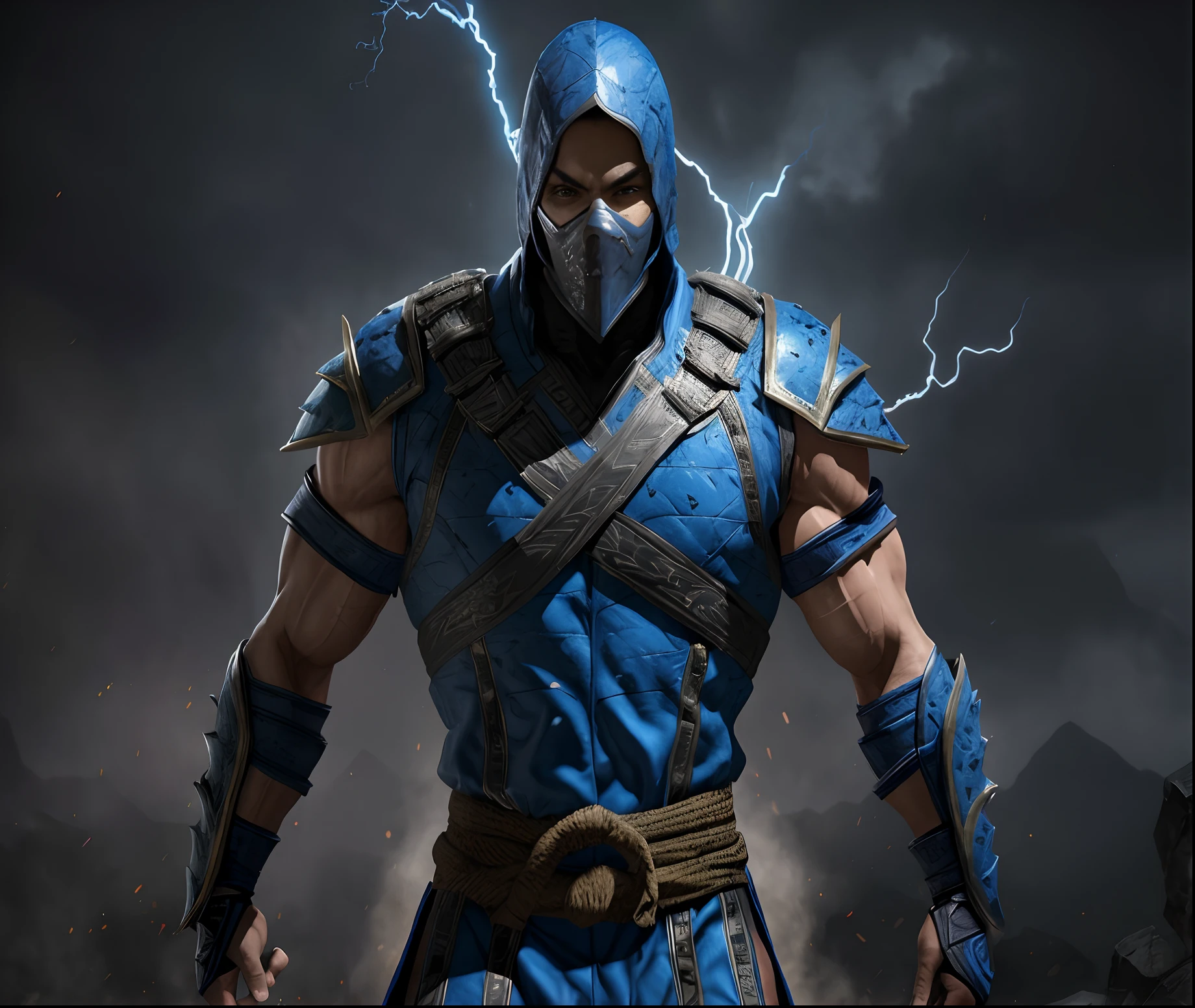 imagem arafed de um homem em um traje azul com um raio, Personagem de Mortal Kombat, Mortal Kombat 11, MK Ninja, em Kombat mortal, Kombat mortal, scorpion from mortal kombat, Snoop Kombat mortal, Estilo de Mortal Kombat, hq 4k papel de parede, personagem de jogo de luta, Kitana, Mortal Kombat, cinematic front lightning