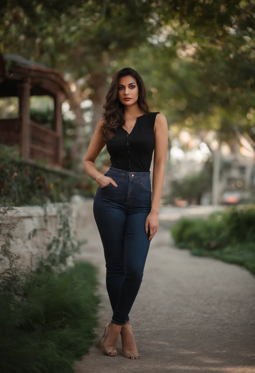 40k, RAW photo, best quality, masterpiece: 1.2), (realistic, photorealistic: 1.37), 1 beautiful Turkish girl weaing black polo shirt, standing beside black Mercedes seducing pose wearing white jeans in night at Lahore , Pakistan outside old traditional home , GTA vice city vibes nightscape Mehwish hayat