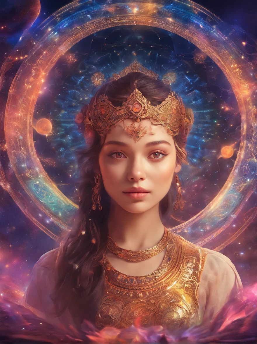 A girl meditates,Magical Earth,Witness the magic of the earth,Show the future education scene, Virtual classrooms are available, Wisdom Mentor, and the potential for interstellar learning. 8K