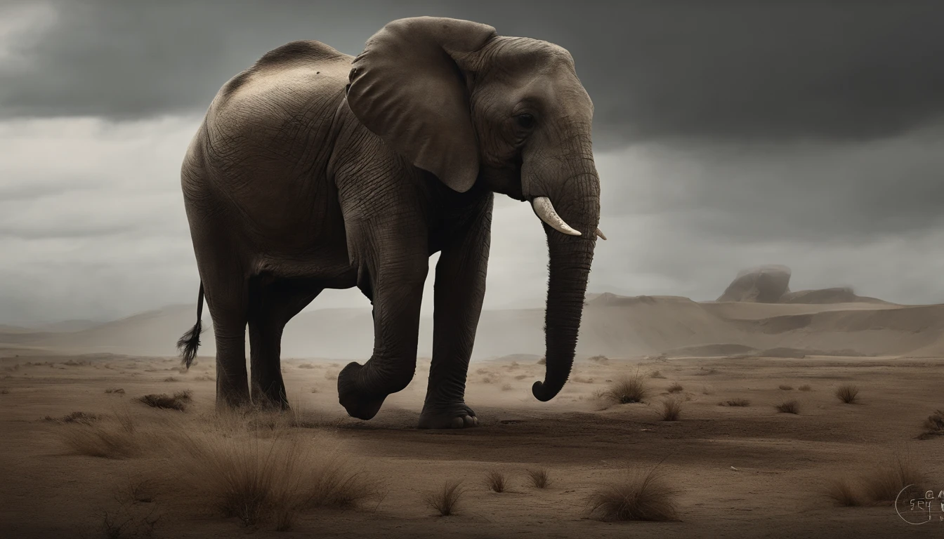 Biomorphic frontal view of an elephant with biomechanical interface. por Arian Noveir e Russ Mills, hiper detalhado, Intrinsic, Perfect aximalist illustration, arte da pintura digital, Scifi, Futuristic, utopic, machineparts, Partes do corpo, Fios, Circuitos, altamente detalhado, octan render, cinemactic, Olhe de cima, assustadoramente surreal, lo gothic, altamente detalhado e intrincado, cores profundas ricas, Sf, obra-prima de arte intrincada, agourento, cartaz de filme de pintura fosca, proportion Aurea