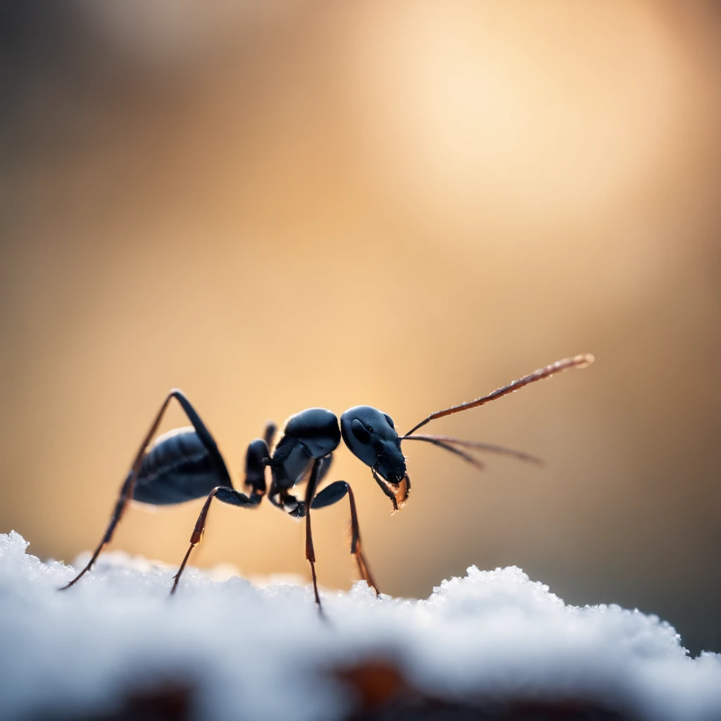 an ant in winter