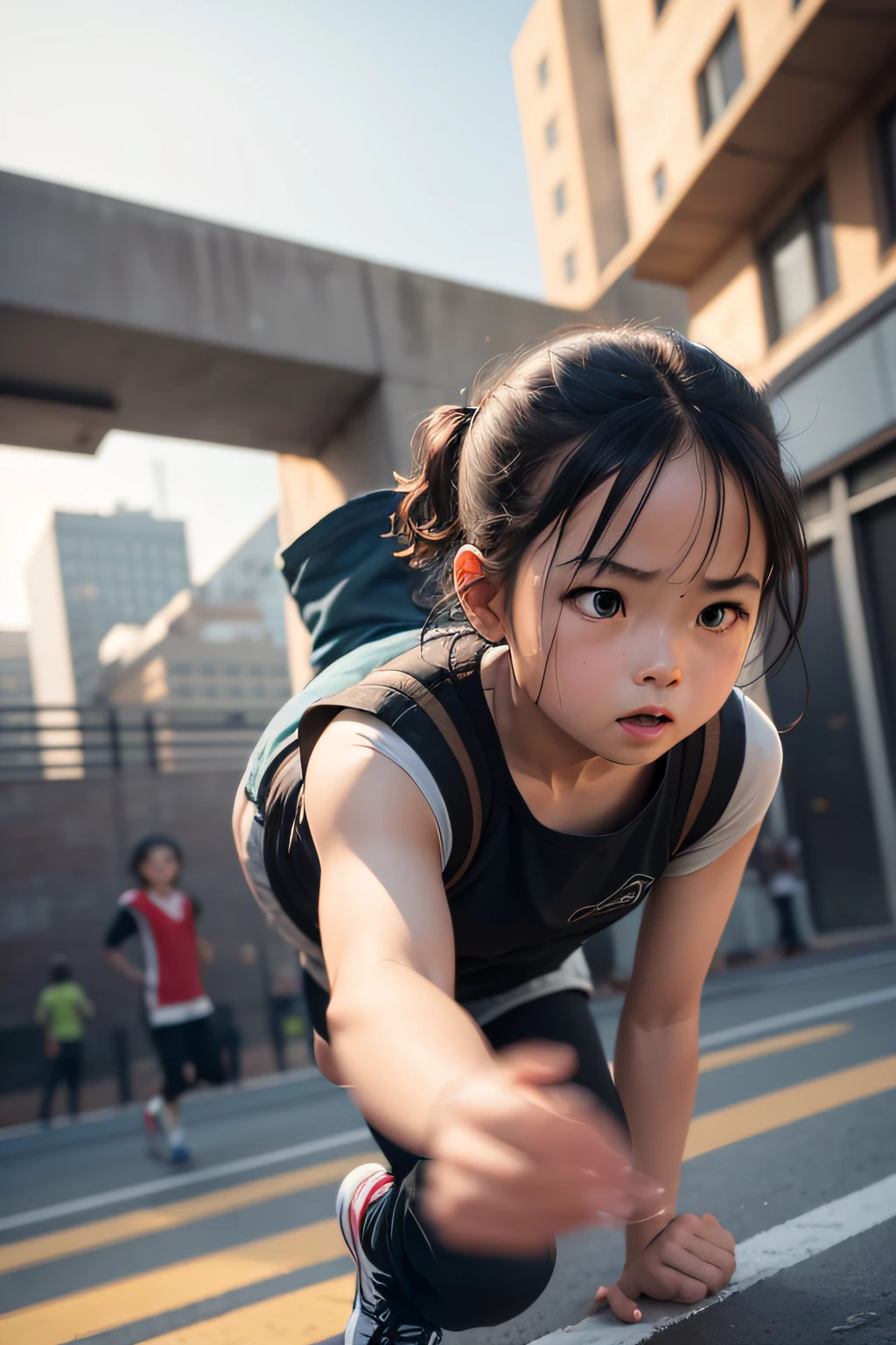 ,Chinese,Littl,Swimmer,in the busy street,Peeing,Cute,Shy