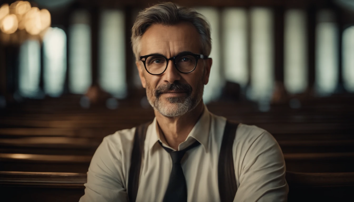 University professor between 40 and 50 years old, Looking at camera from the front
